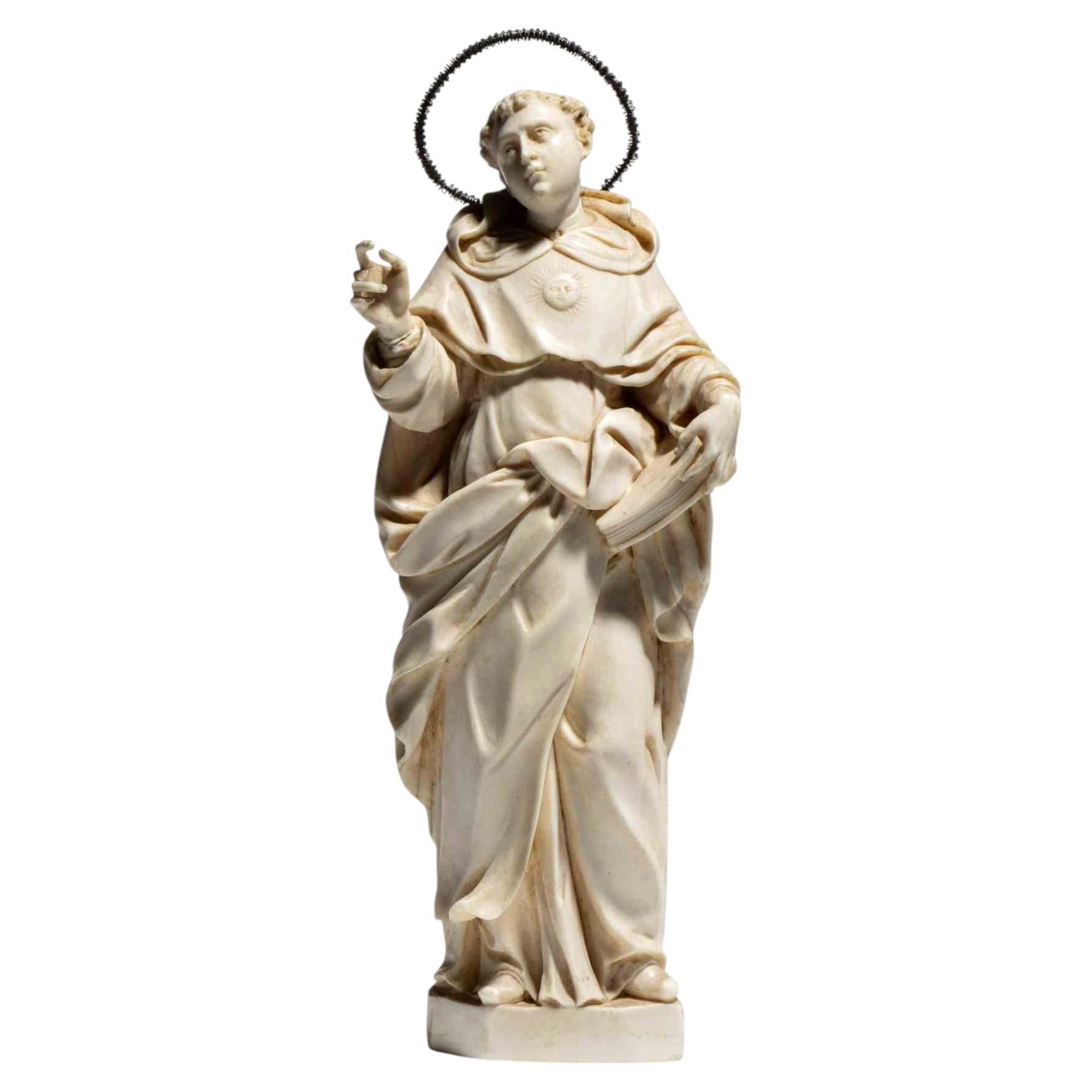 Ivory Sculpture Depicting Saint Thomas Aquinas, 17th century For Sale