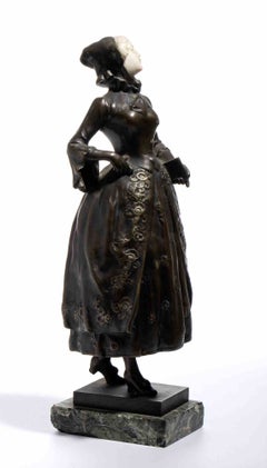 Scultura in bronzo e avorio di Ferdinand Lugerth, XX secolo