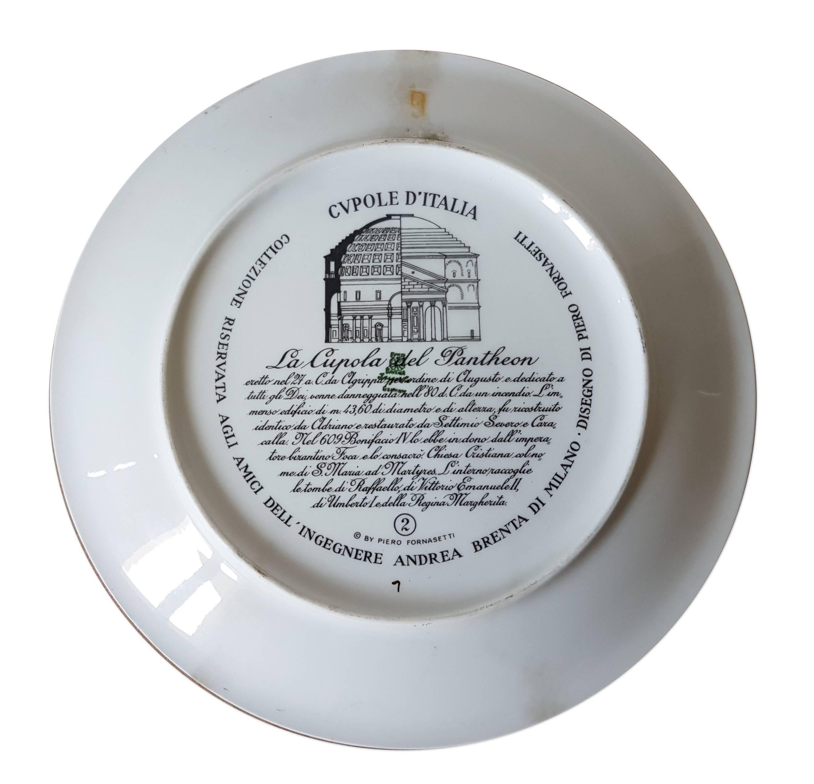 Mid-Century Modern Piero Fornasetti, Vintage Plate from the Series of Church Domes Cupole d'Italia