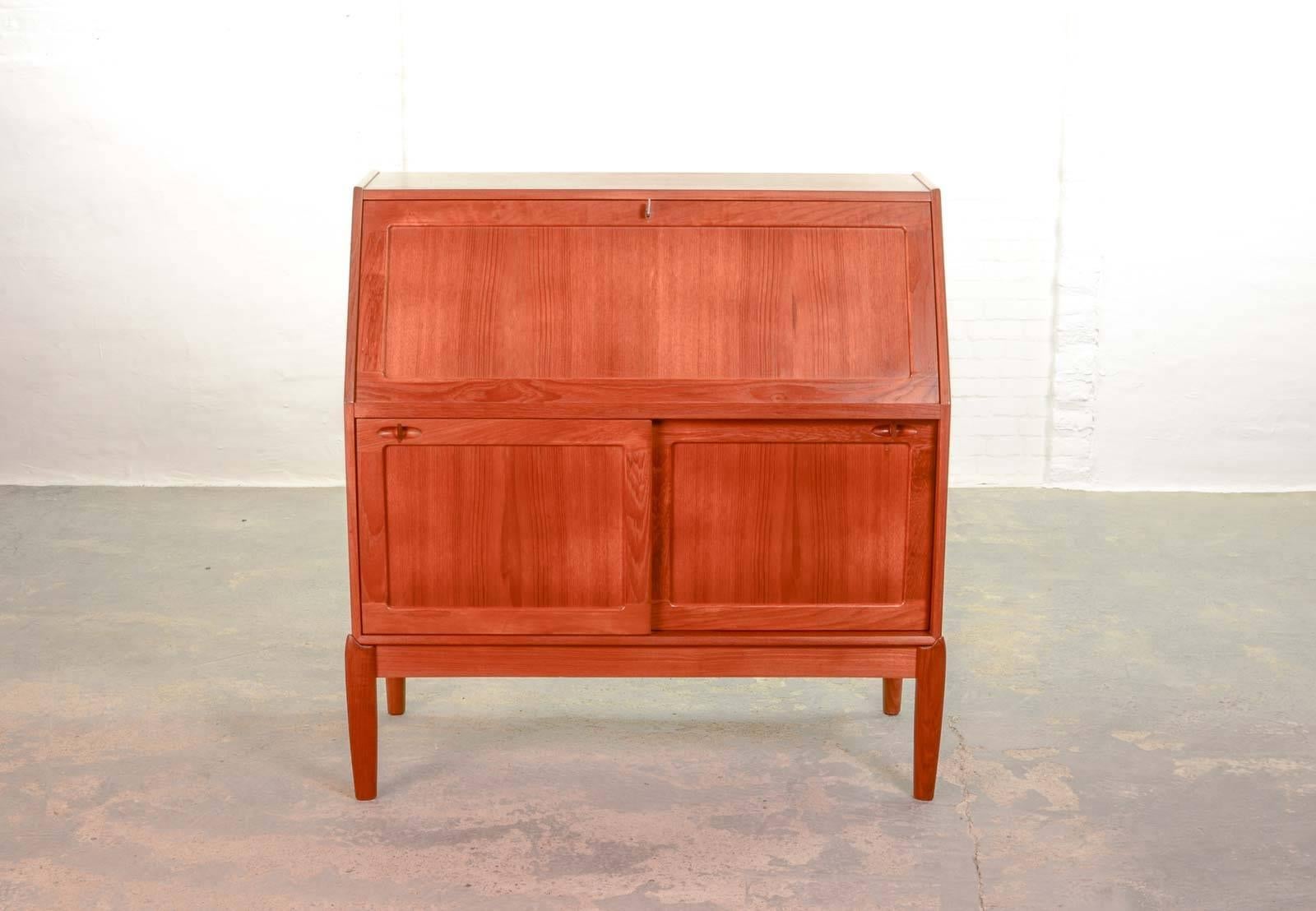 Mid-Century Modern Midcentury Danish Teak Writing Desk Cabinet by H.W. Klein for Bramin