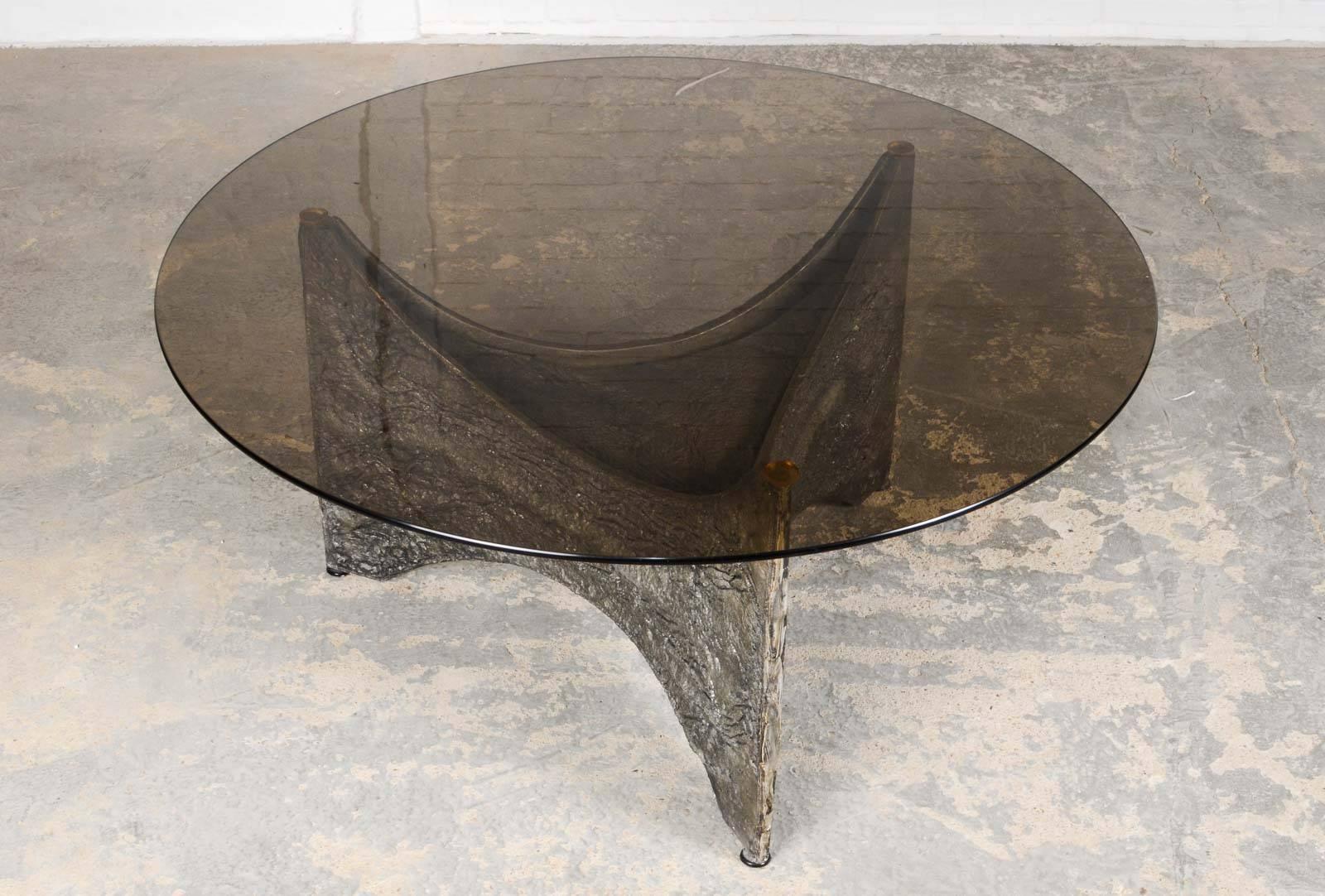 Metalwork Mid-Century Brutalist Coffee Table in the Style of Paul Evans