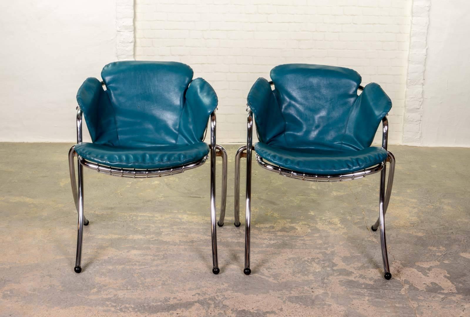 Mid-Century Modern Pair of Mid-Century Italian Dining Chairs Lynn by Gastone Rinaldi for RIMA