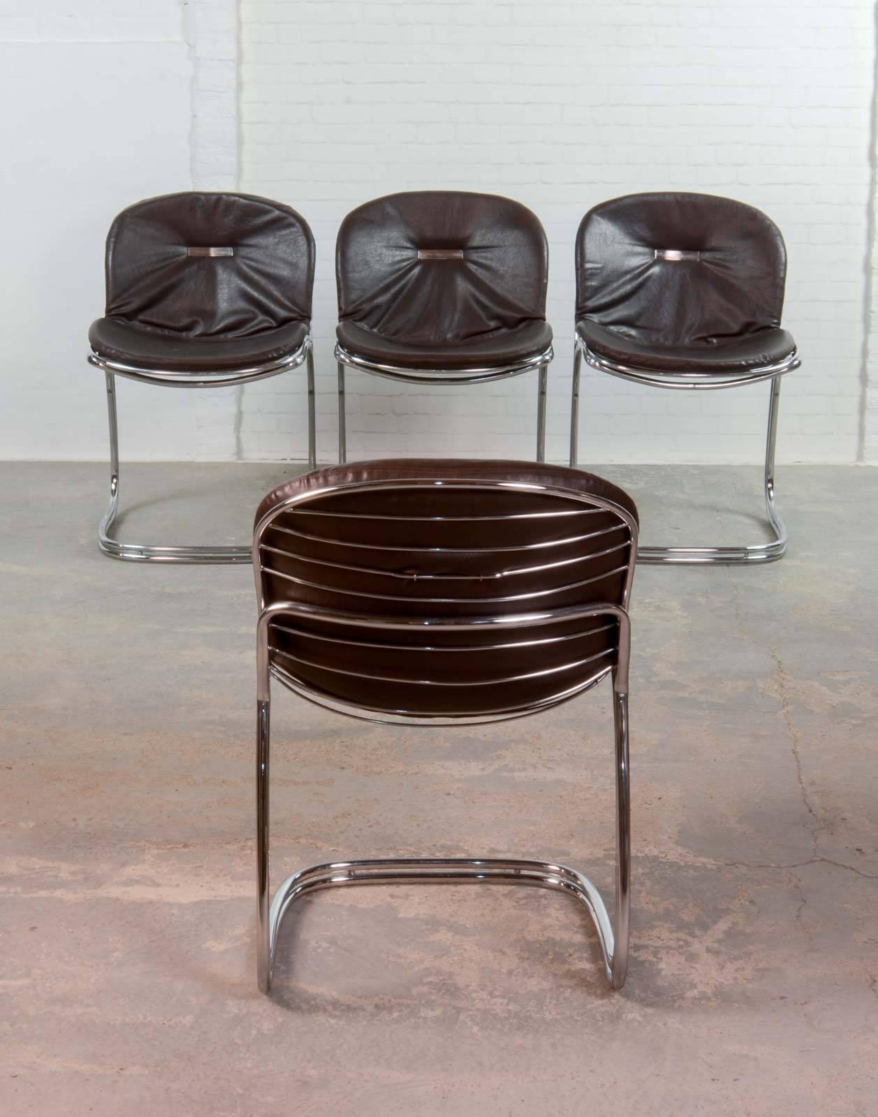 Steel Mid-Century Set of Sabrina Dining Chairs by Gastone Rinaldi for RIMA