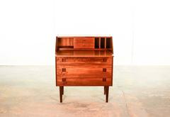 Midcentury Danish Teak Writing Desk Cabinet by G. Nielsen Tibergaard for Ikast