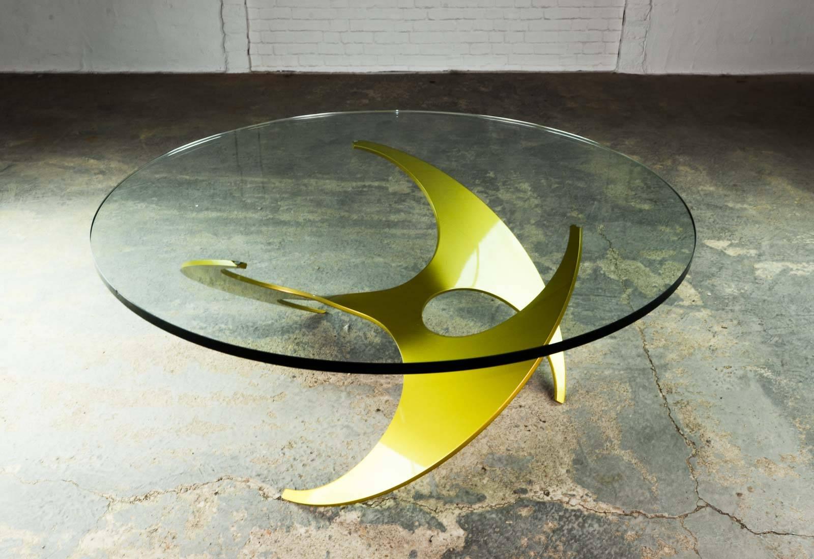 Rare Gold Propeller Cocktail Table by Knut Hesterberg for Ronald Schmitt In Good Condition In Maastricht, NL