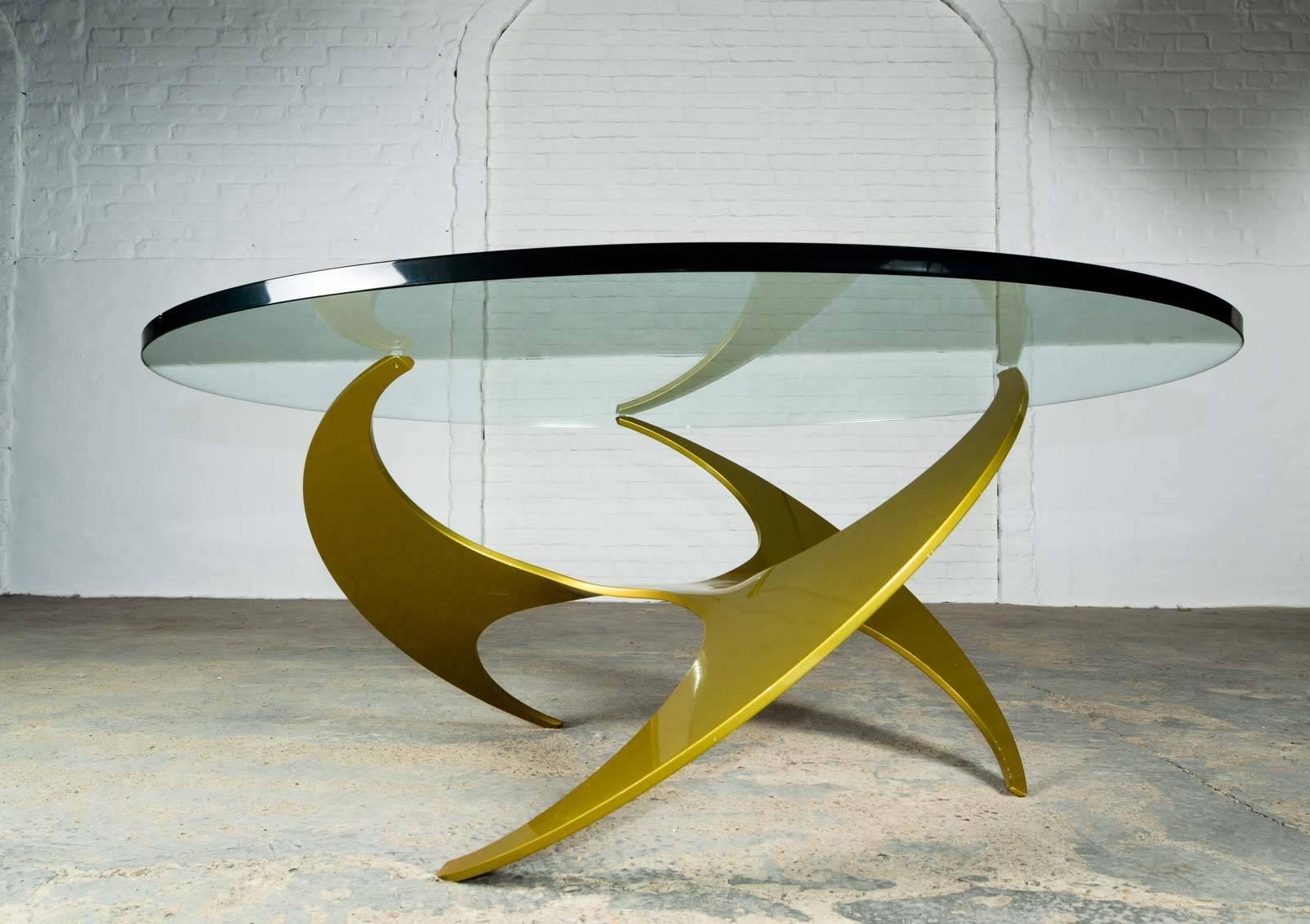 Aluminum Rare Gold Propeller Cocktail Table by Knut Hesterberg for Ronald Schmitt