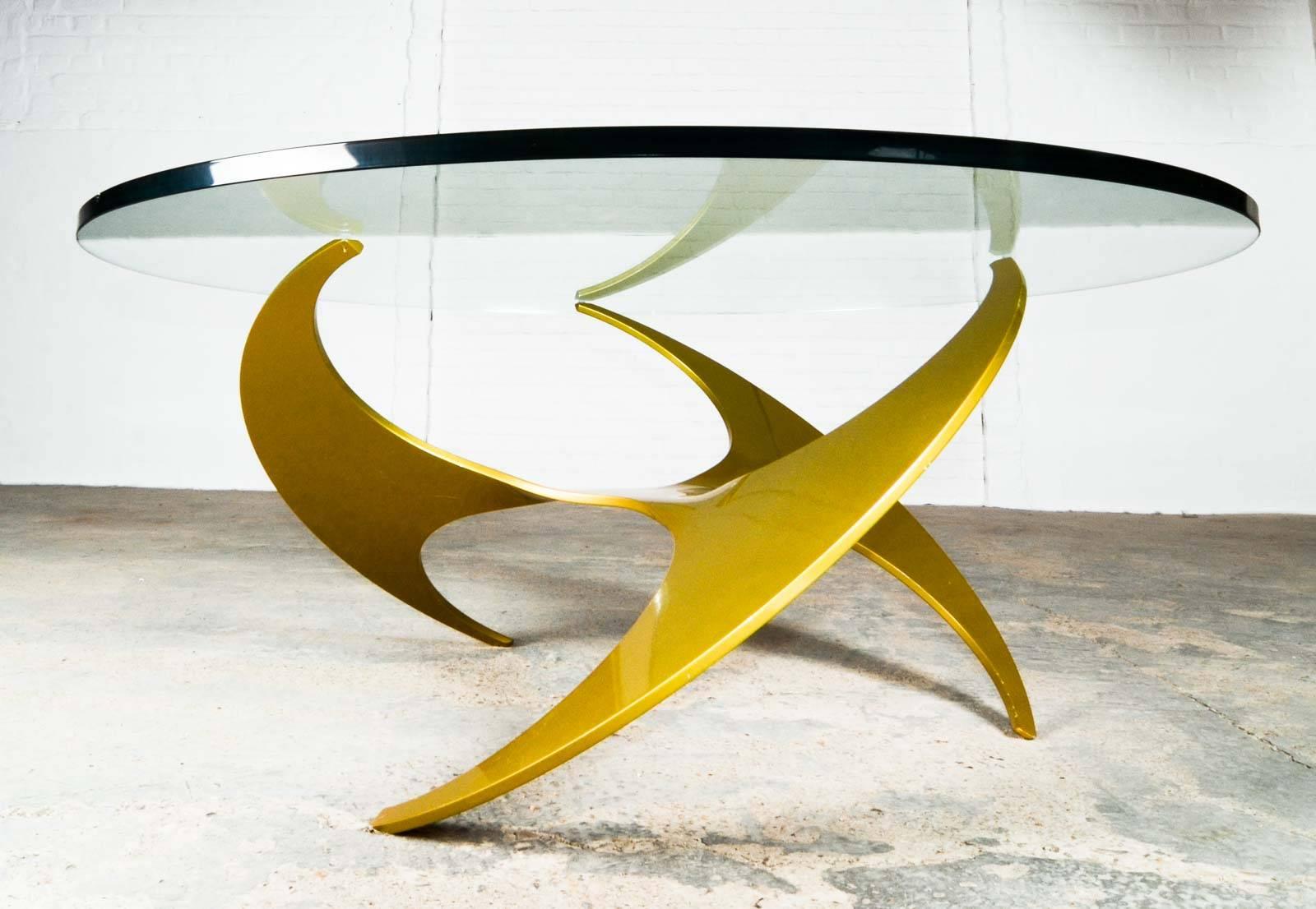 Rare Gold Propeller Cocktail Table by Knut Hesterberg for Ronald Schmitt 1