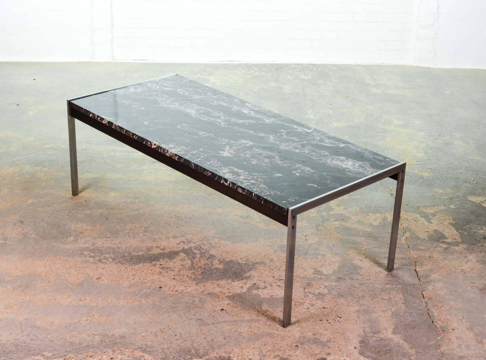 Mid-Century Modern Rare Black Marble and Brushed Steel Coffee Table by Kho Liangh for Artifort