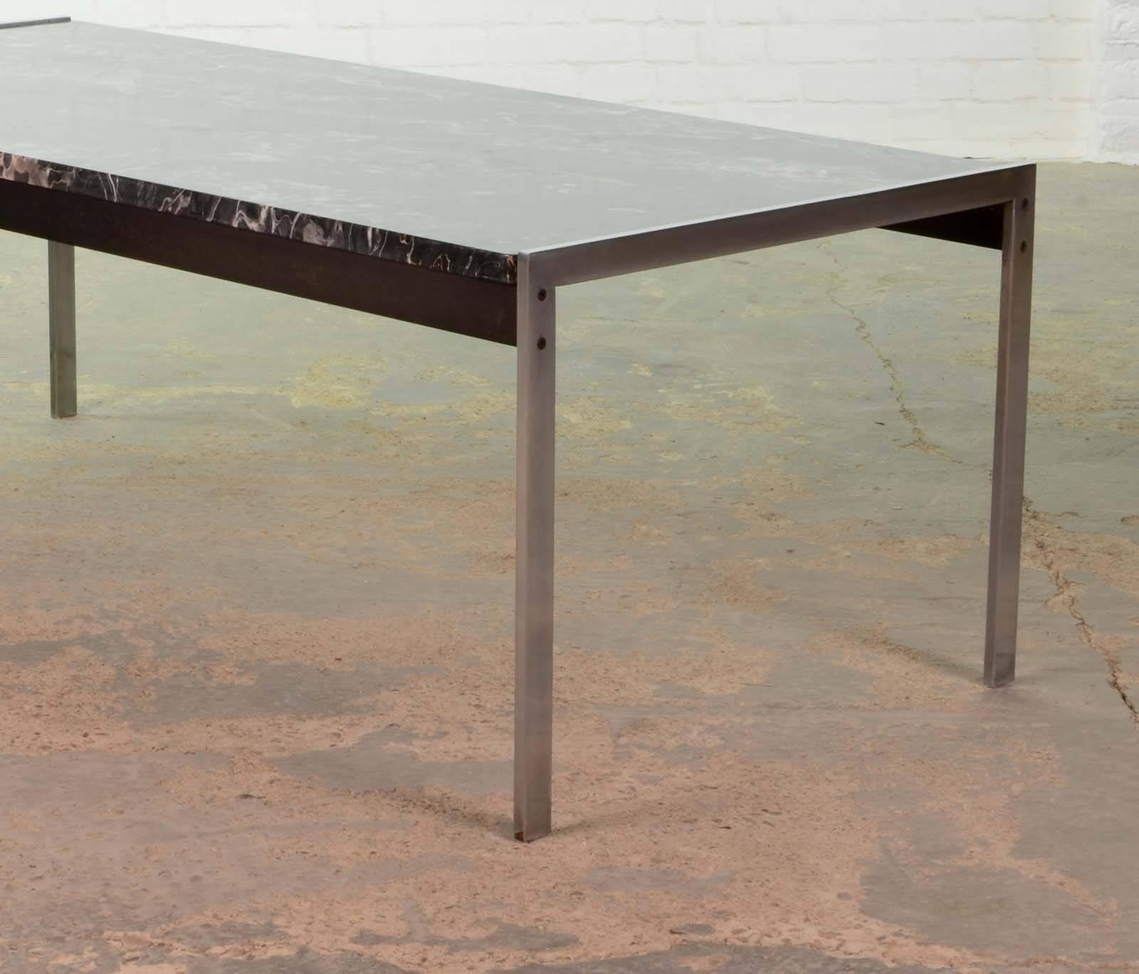 Rare Black Marble and Brushed Steel Coffee Table by Kho Liangh for Artifort In Excellent Condition In Maastricht, NL