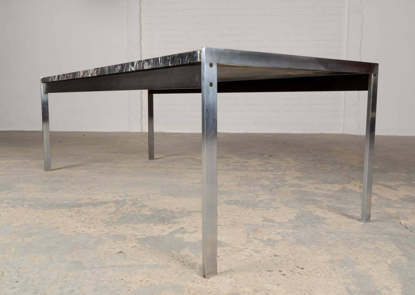 Rare Black Marble and Brushed Steel Coffee Table by Kho Liangh for Artifort 2
