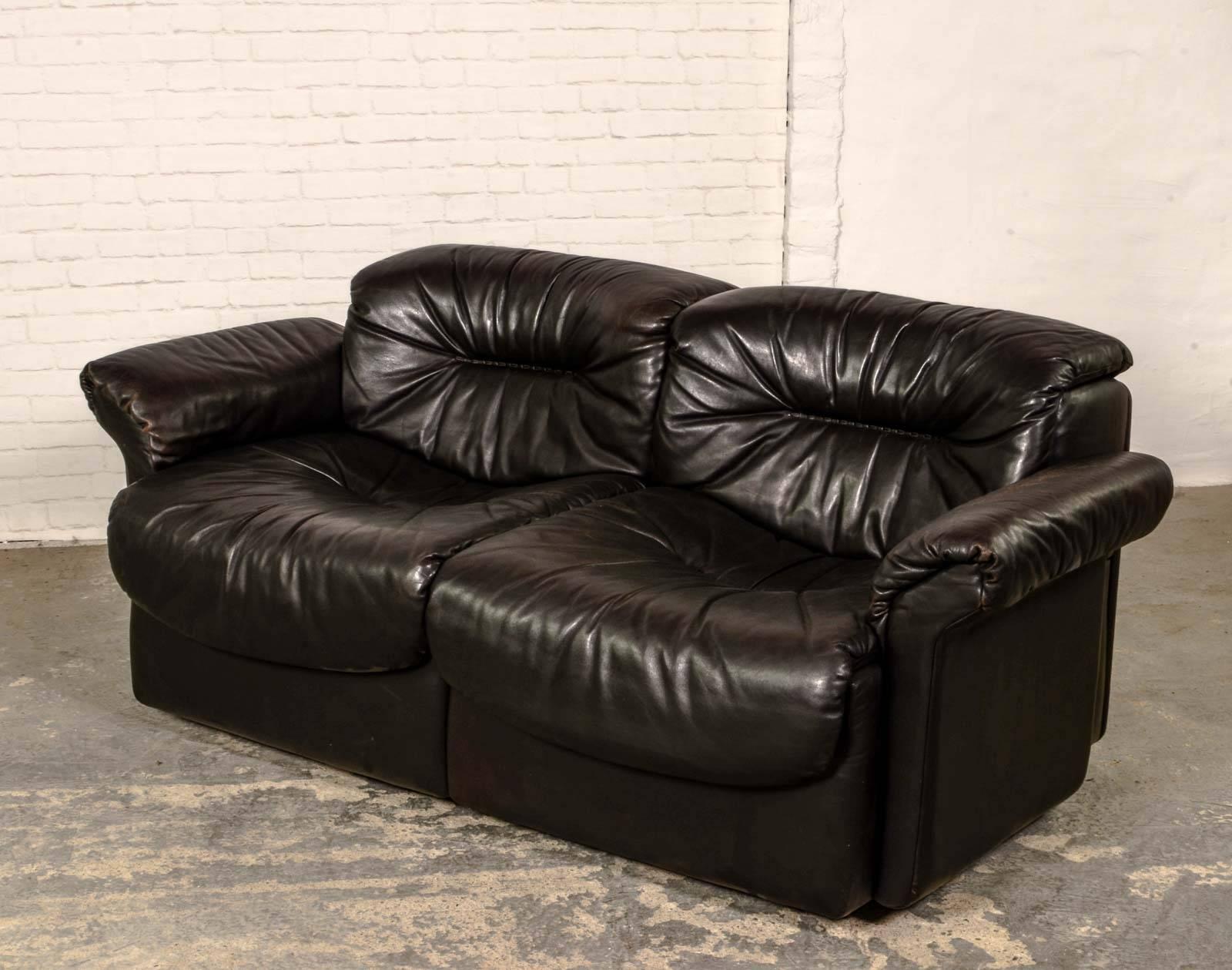Exclusive Mid-Century Leather Sofa Set and Lounge Chair Designed for De Sede 1