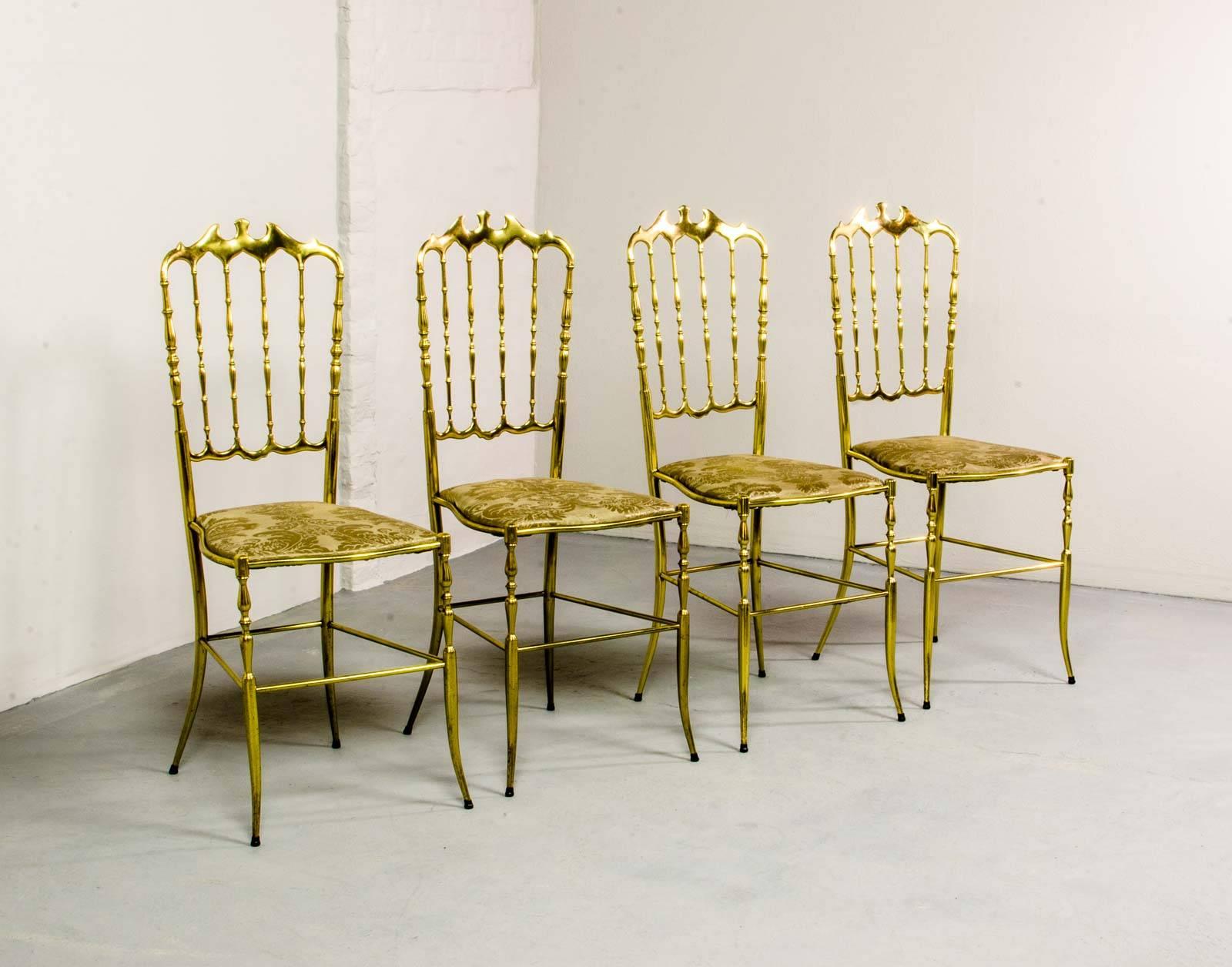Mid-Century Set of Polished Brass Chiavari Chairs by Giuseppe Gaetano Descalzi In Excellent Condition In Maastricht, NL