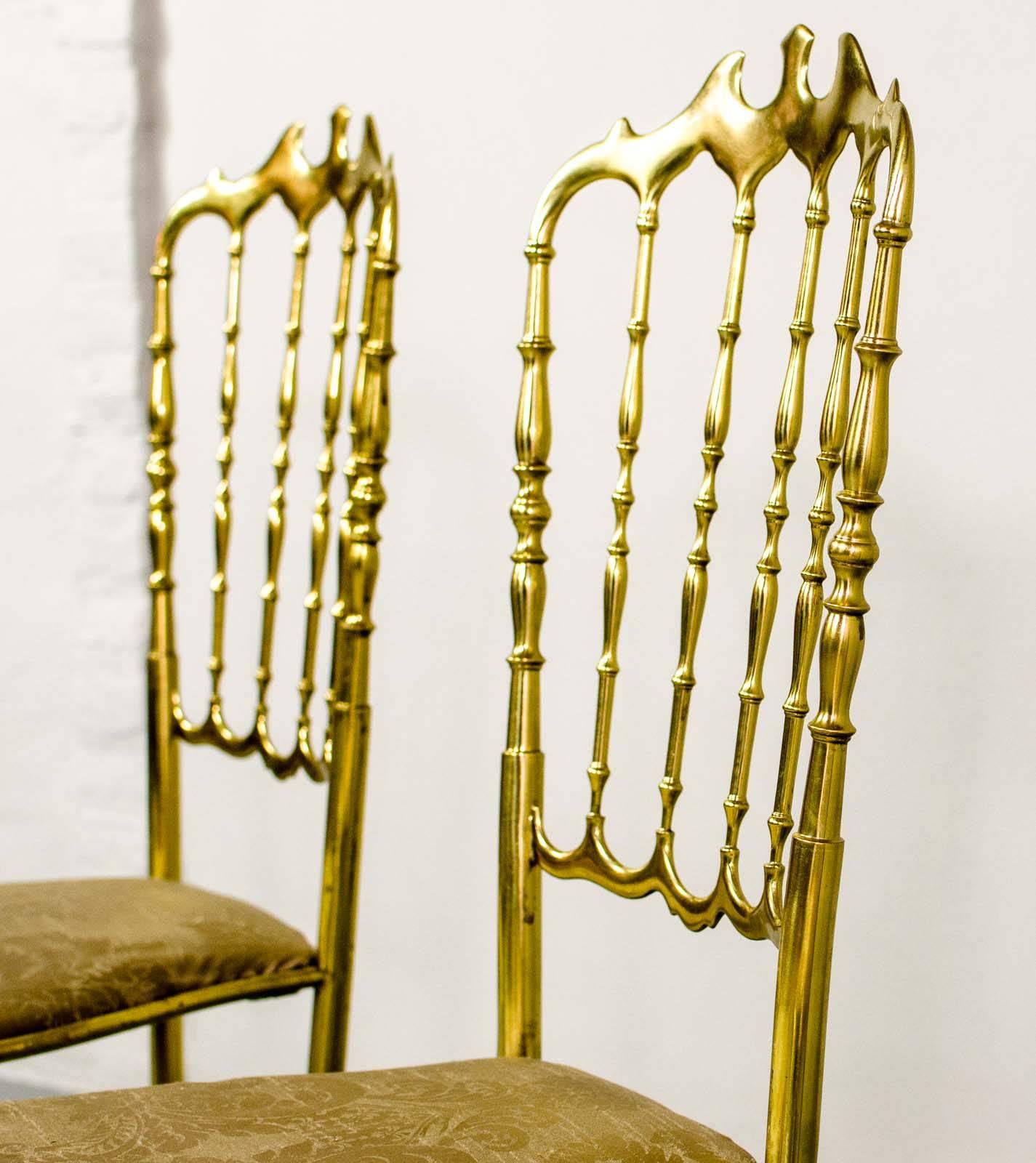 Mid-Century Set of Polished Brass Chiavari Chairs by Giuseppe Gaetano Descalzi 2