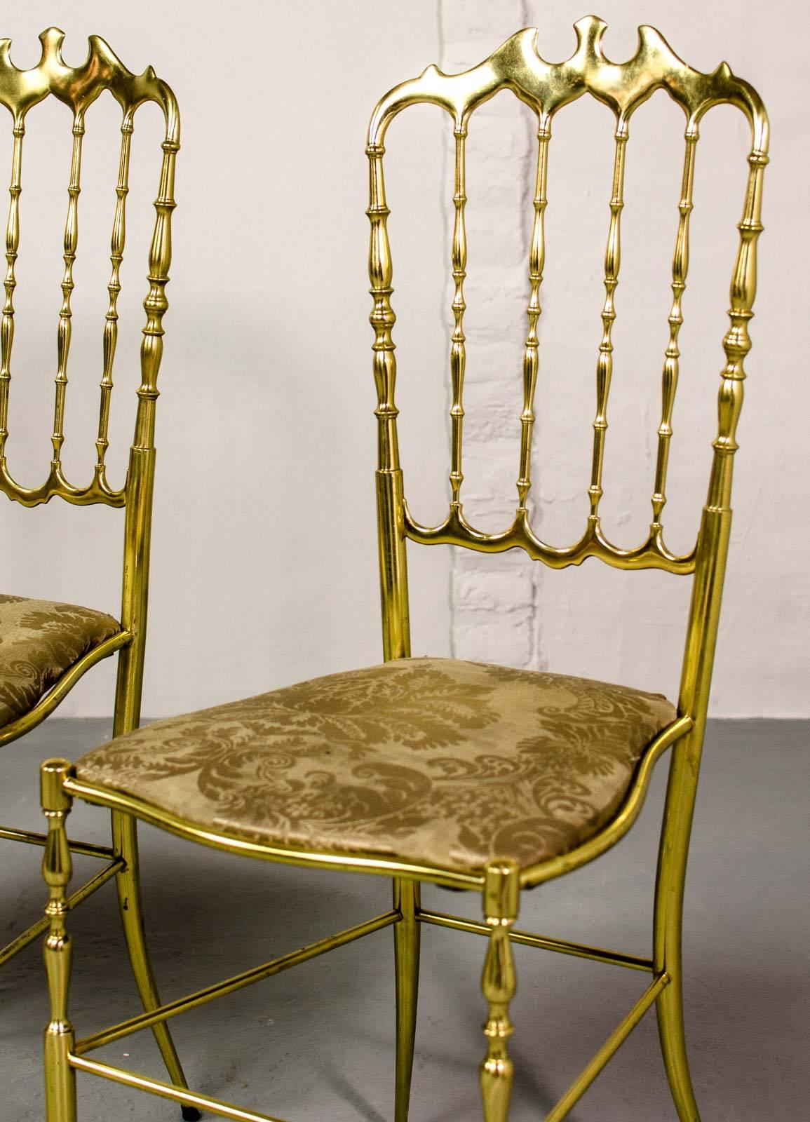 Mid-Century Set of Polished Brass Chiavari Chairs by Giuseppe Gaetano Descalzi 1