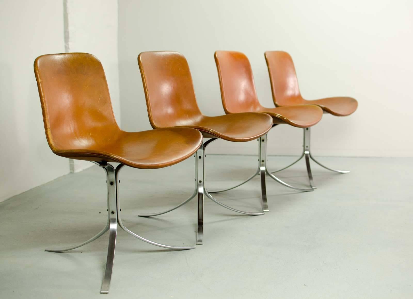 Superb First Edition PK9 Dining Chairs by Poul Kjaerholm for E. Kold Christensen In Good Condition In Maastricht, NL