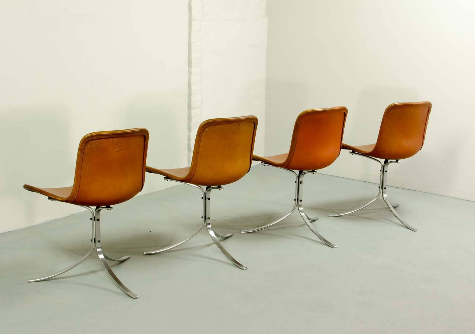 Danish Superb First Edition PK9 Dining Chairs by Poul Kjaerholm for E. Kold Christensen