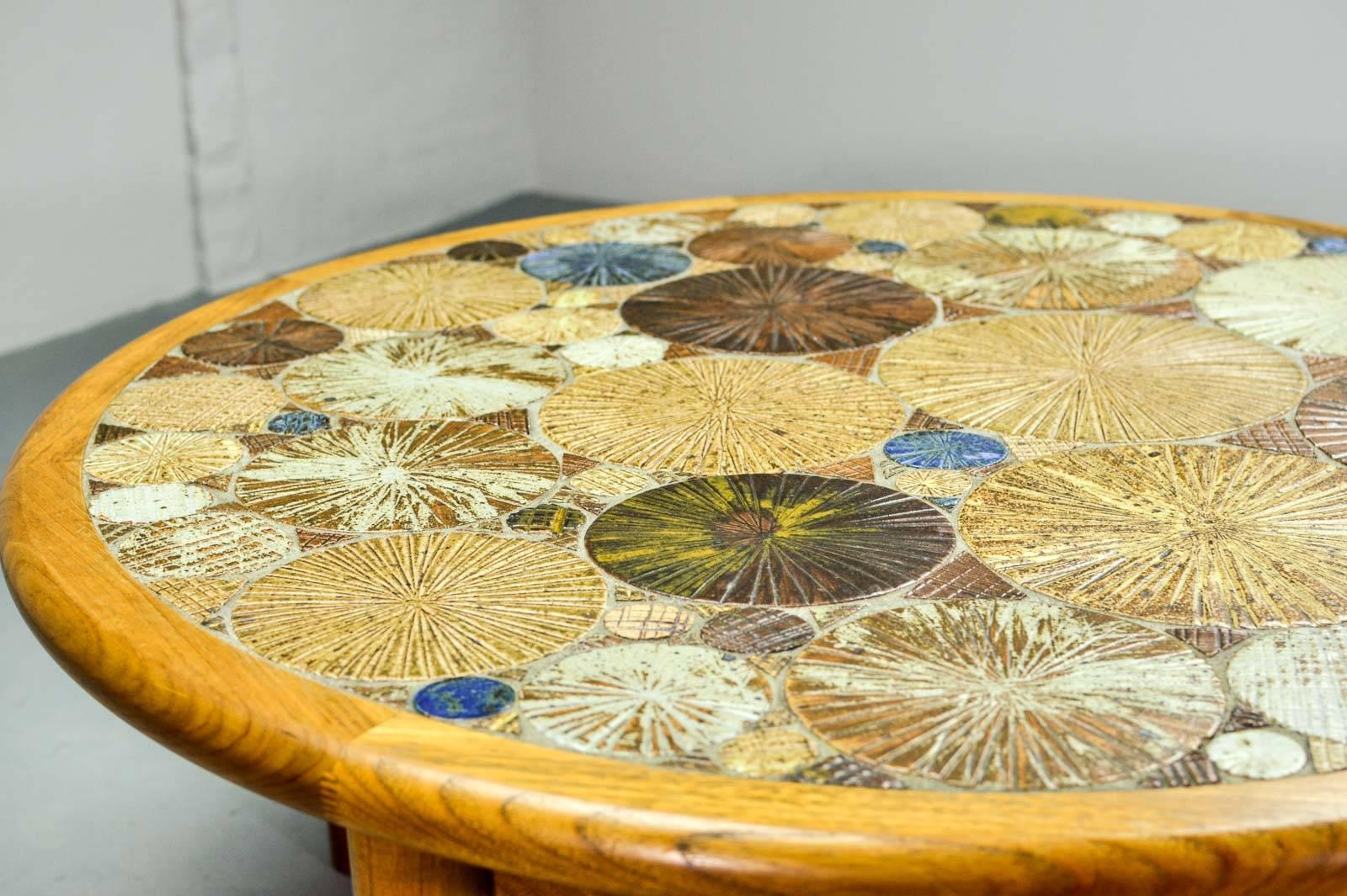 Mid-Century Ceramic Art Tiles Coffee Table by Tue Poulsen for Haslev, Denmark In Excellent Condition In Maastricht, NL