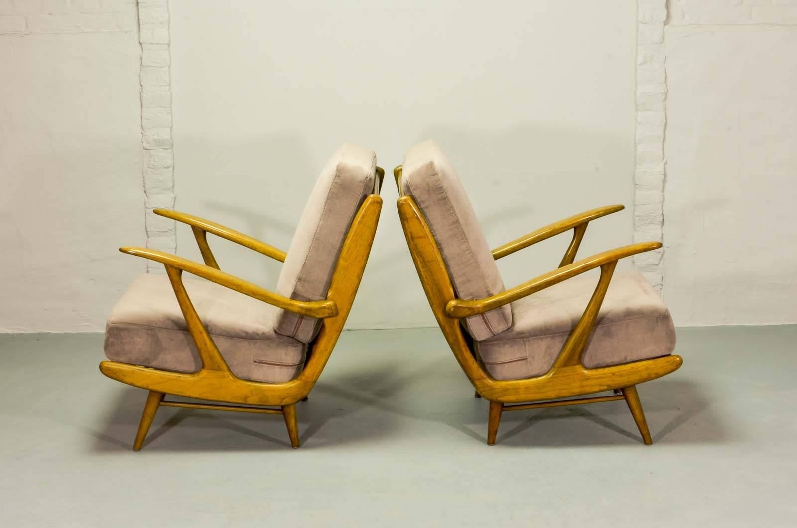 Mid-Century Art-Deco Influenced Spindle Back Lounge Chairs, 1950s In Good Condition In Maastricht, NL