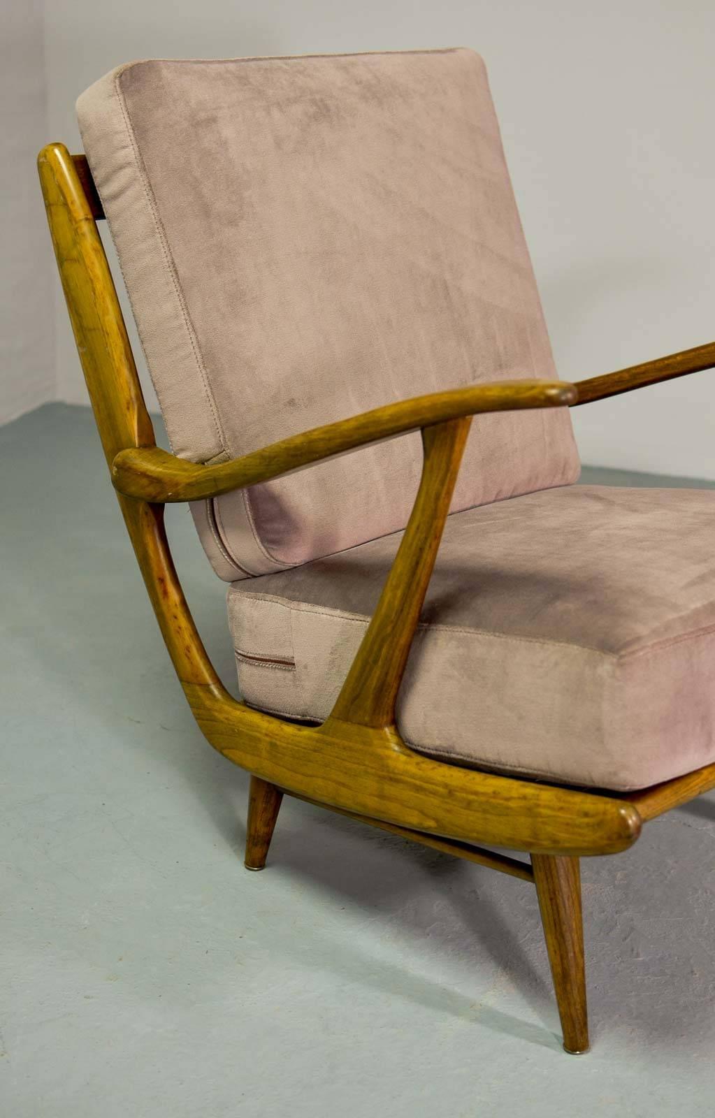 Mid-Century Art-Deco Influenced Spindle Back Lounge Chairs, 1950s 1