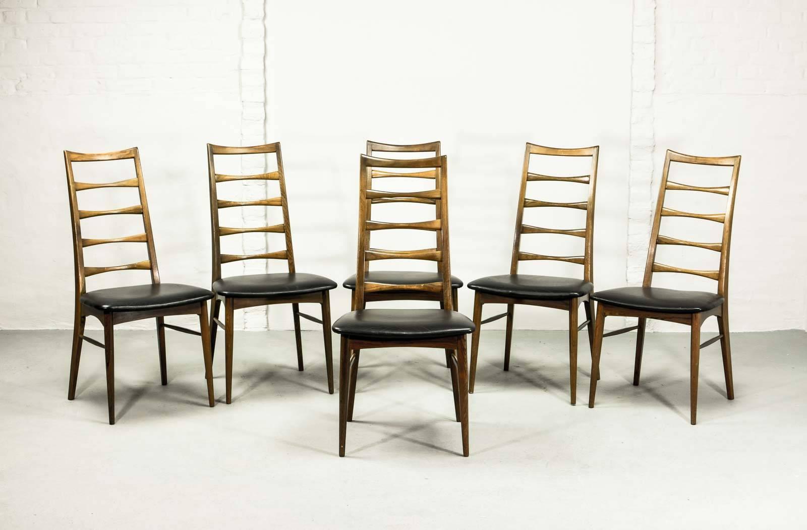 Mid-Century Modern Exclusive Rosewood Set of Six ‘Lis' Dining Chairs Designed by Niels Koefoed