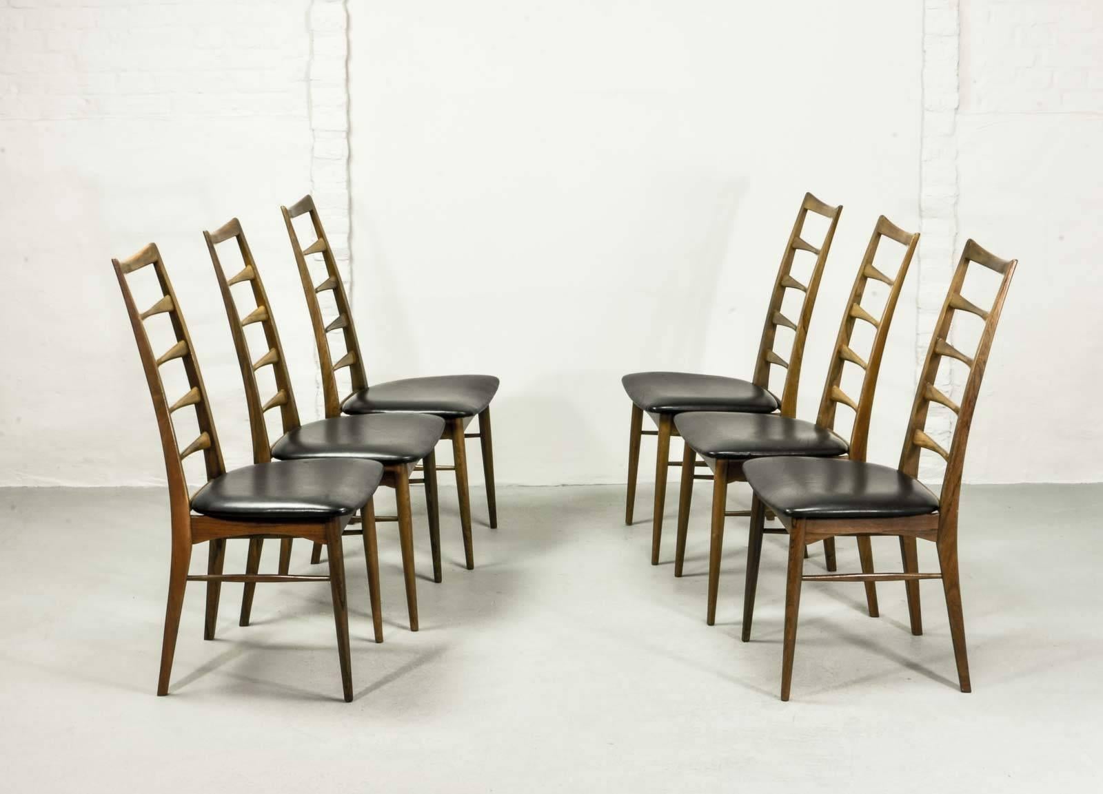 Danish Exclusive Rosewood Set of Six ‘Lis' Dining Chairs Designed by Niels Koefoed