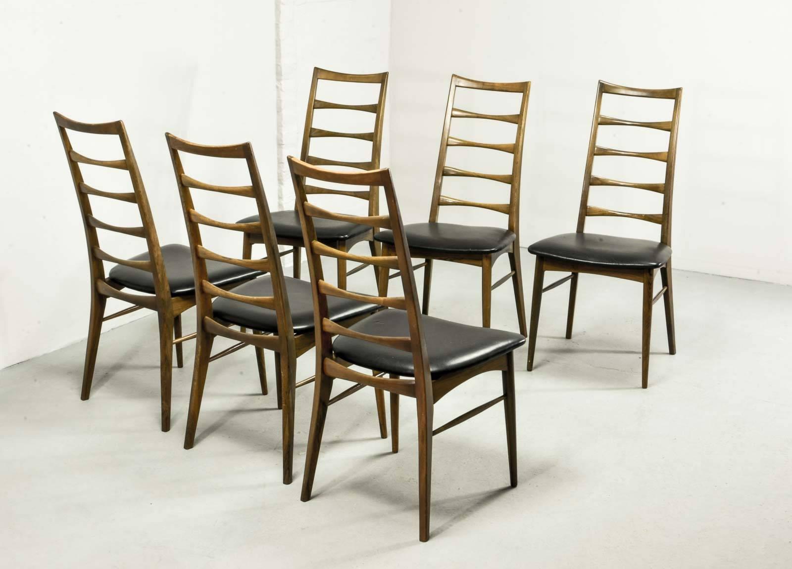 Exclusive Rosewood Set of Six ‘Lis' Dining Chairs Designed by Niels Koefoed In Excellent Condition In Maastricht, NL
