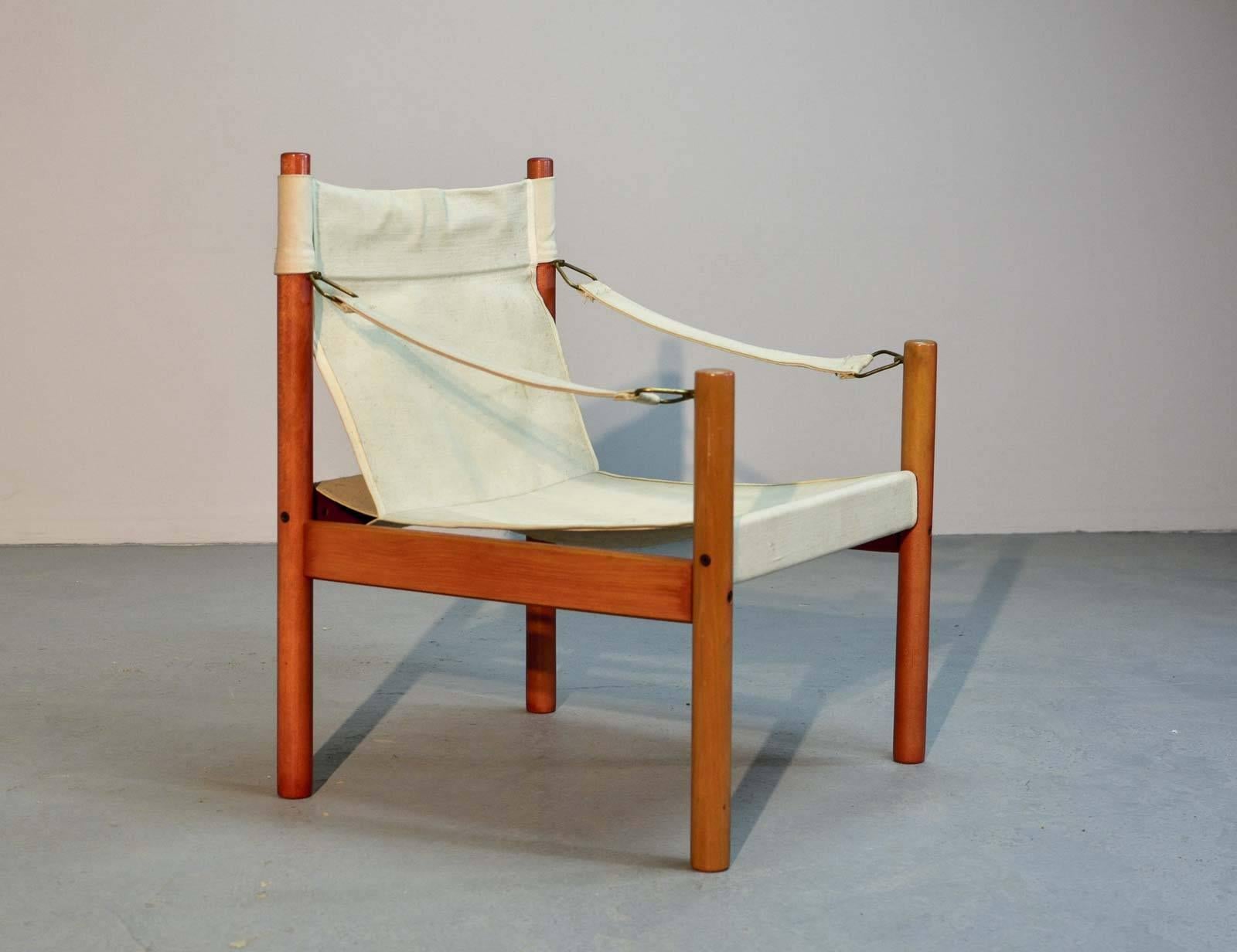 Set of Three Scandinavian Canvas Safari Chairs in Style of Erik Worts, 1960s 2