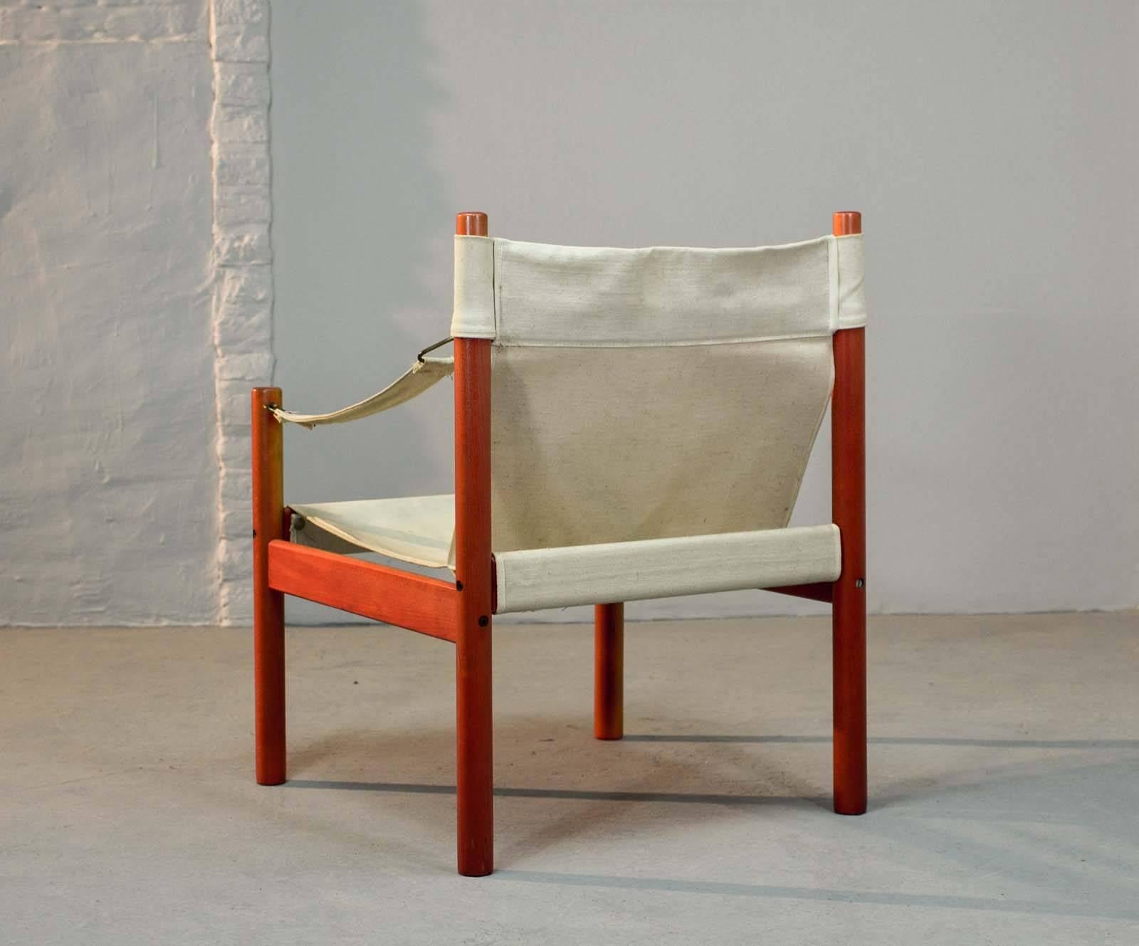 Set of Three Scandinavian Canvas Safari Chairs in Style of Erik Worts, 1960s 3