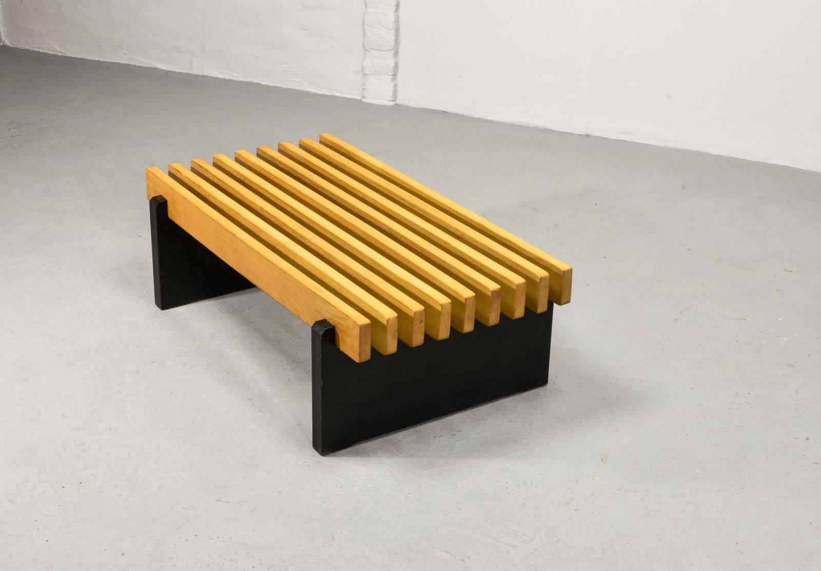 Midcentury Beech Wooden Slat Bench Dutch Design in Style of Spectrum, 1960s In Good Condition In Maastricht, NL