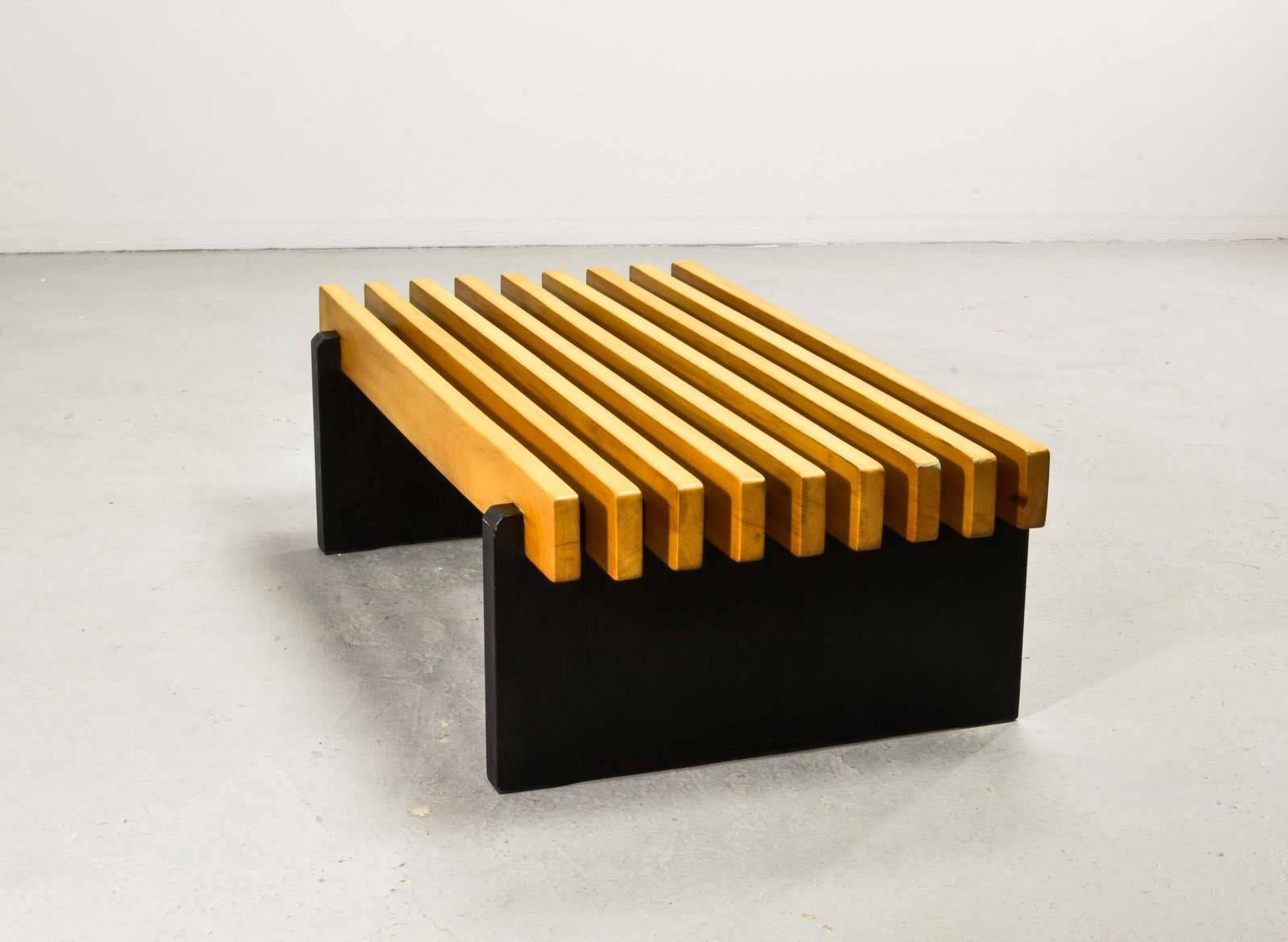 Mid-20th Century Midcentury Beech Wooden Slat Bench Dutch Design in Style of Spectrum, 1960s