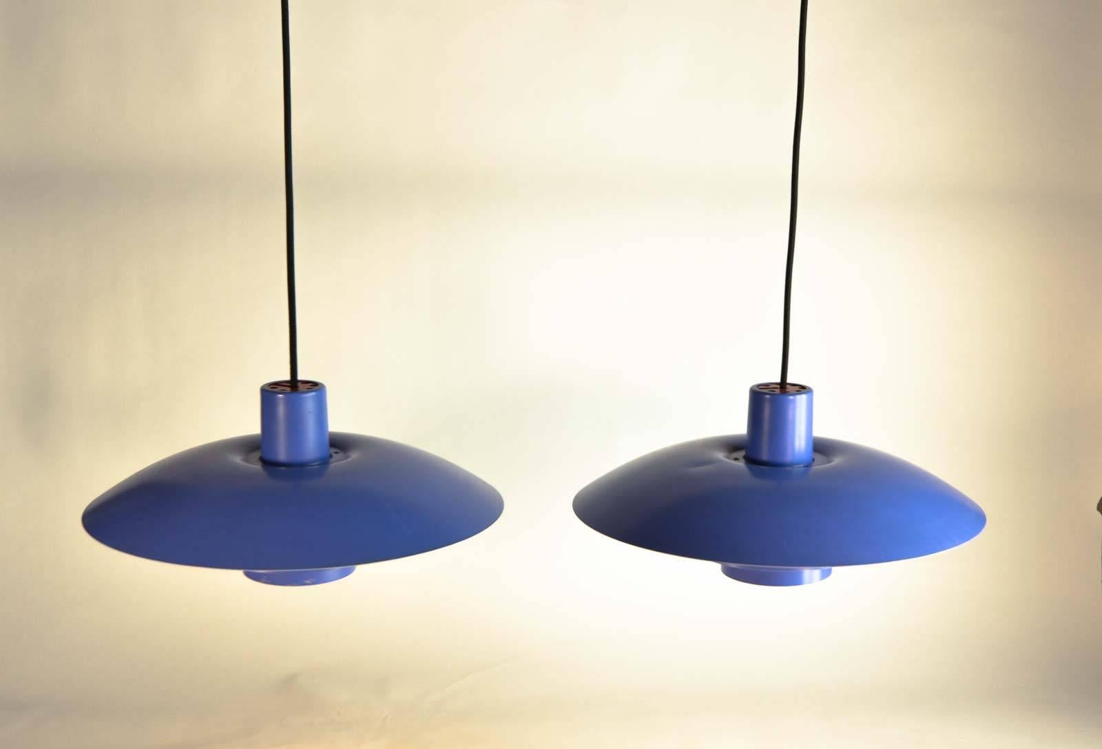 Aluminum Pair of Midcentury Lavender Pendants PH4/3 by Poul Henningsen for Louis Poulsen