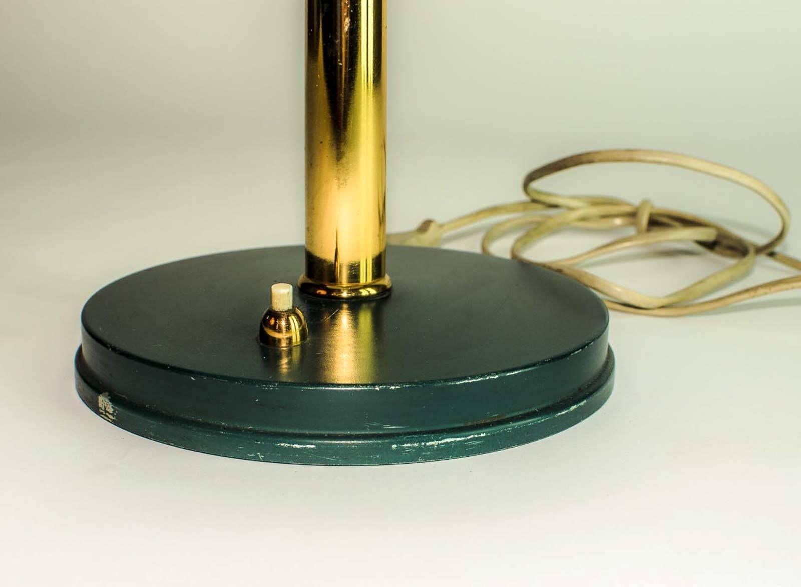 Pair of Timor 69 Table Lamps in Dark Green and Brass by Louis Kalff for Philips 1