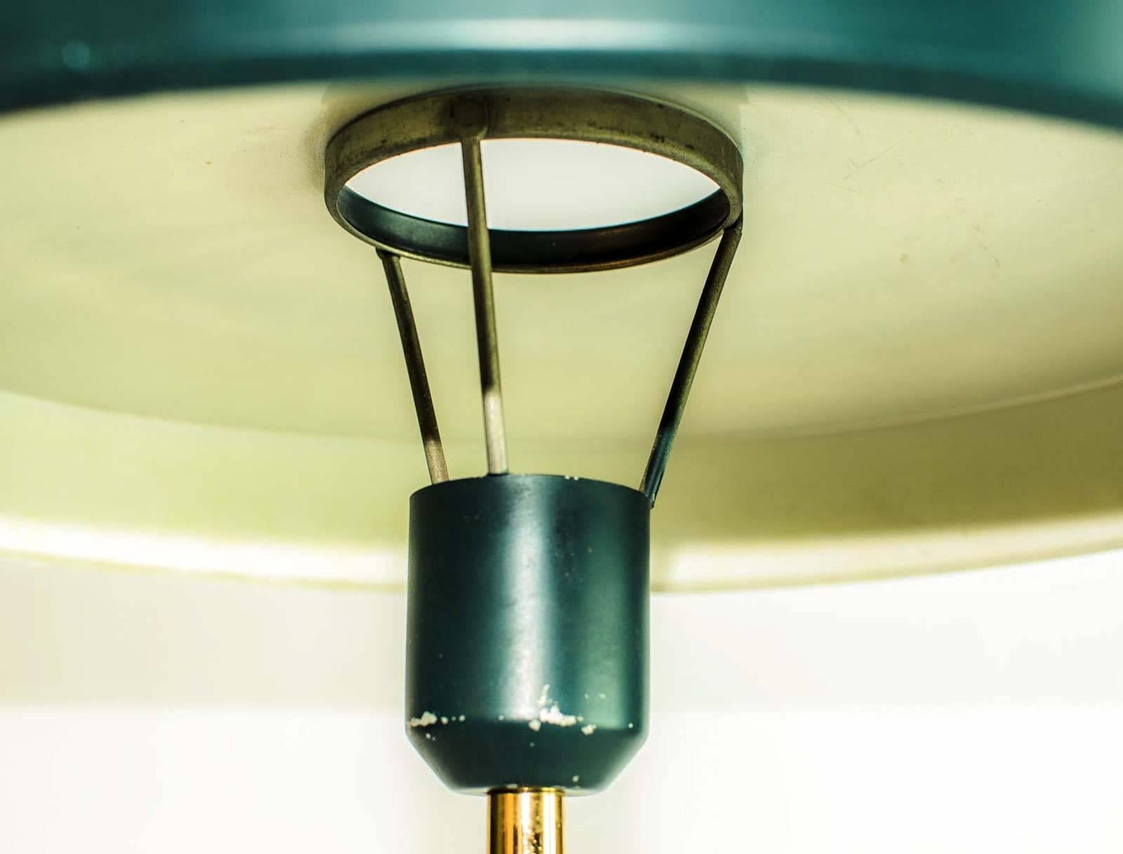 Pair of Timor 69 Table Lamps in Dark Green and Brass by Louis Kalff for Philips 2