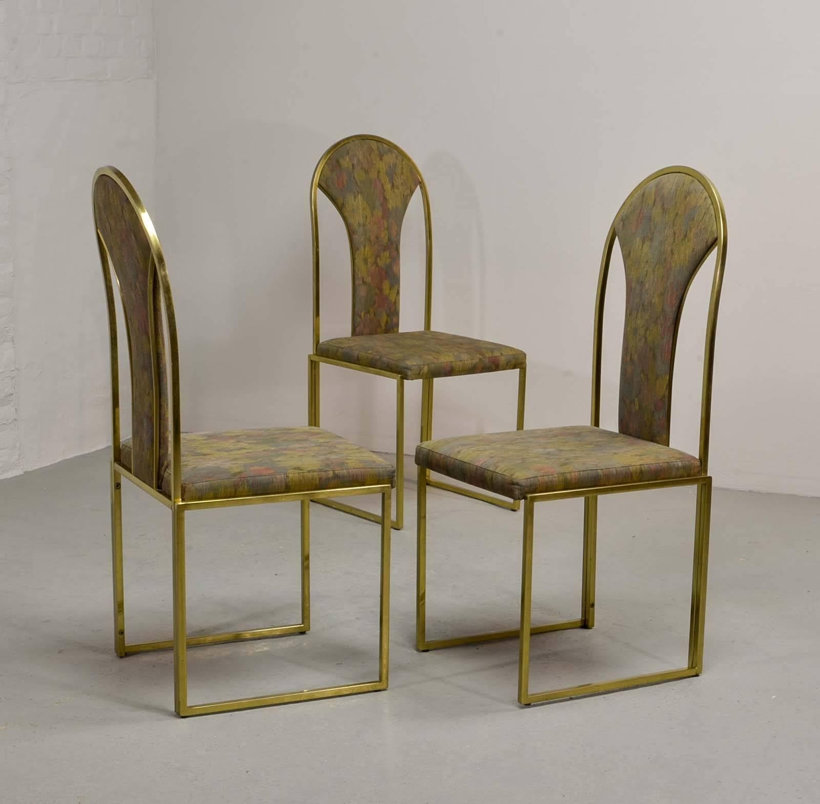 Belgian Set of Six Luxurious Brass Dining Chairs by Belgo Chrome, 1970s