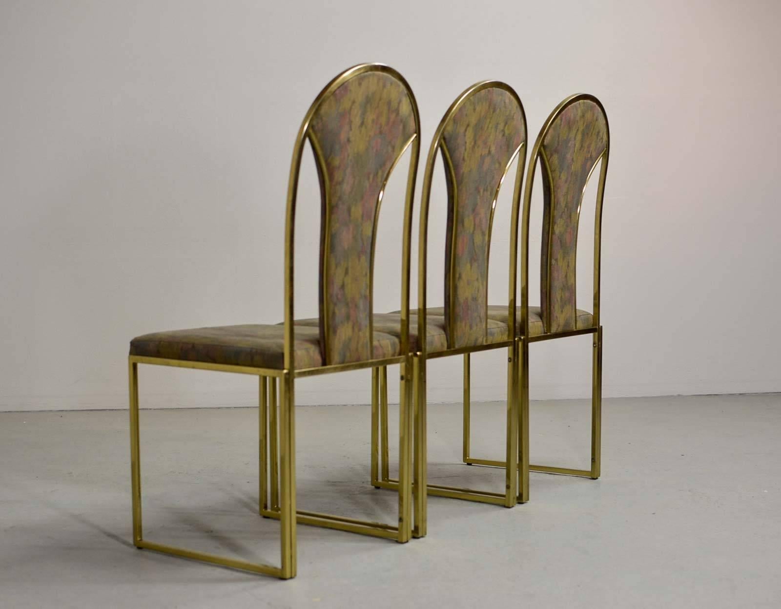 Set of Six Luxurious Brass Dining Chairs by Belgo Chrome, 1970s In Good Condition In Maastricht, NL