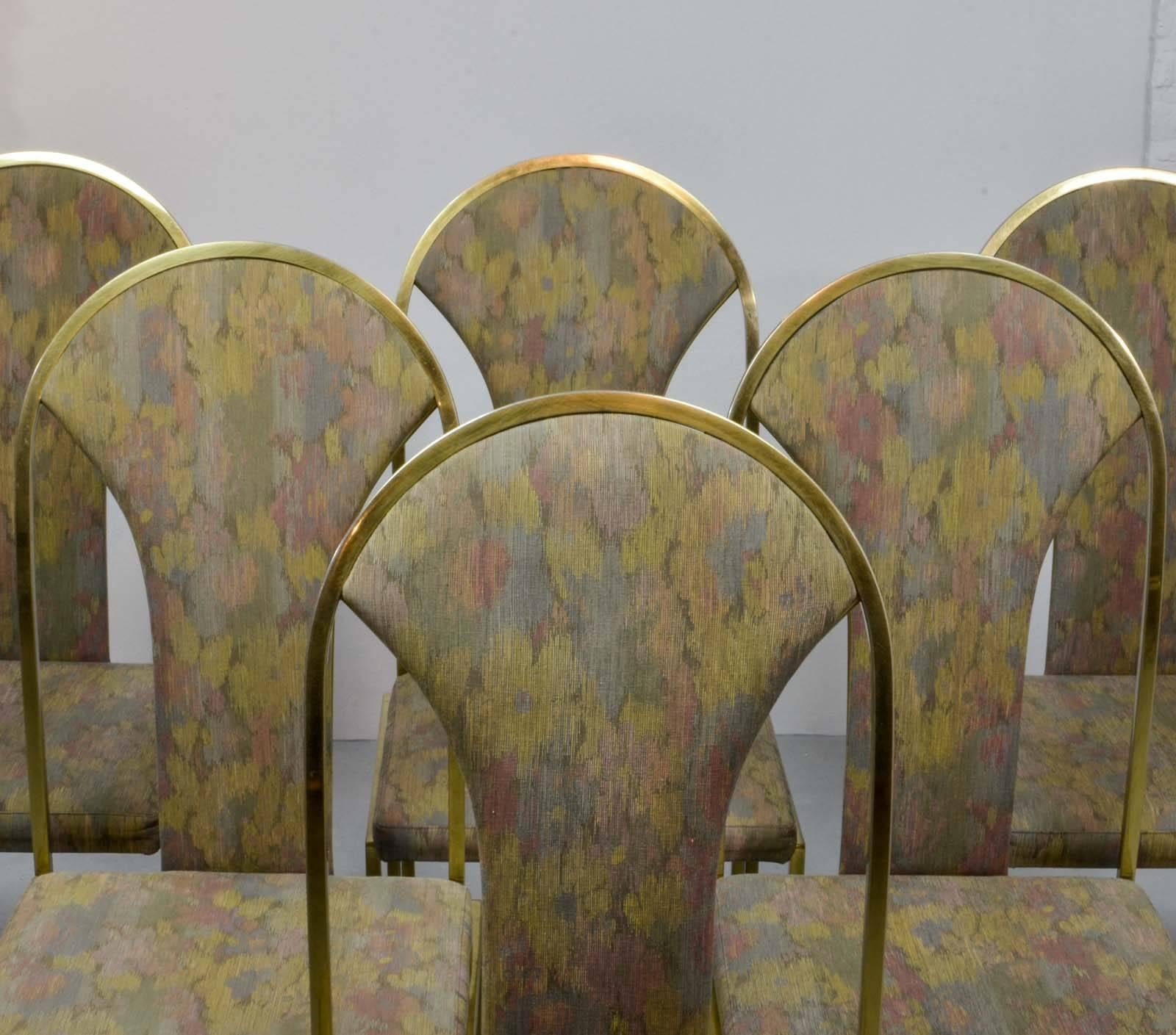 Set of Six Luxurious Brass Dining Chairs by Belgo Chrome, 1970s 1