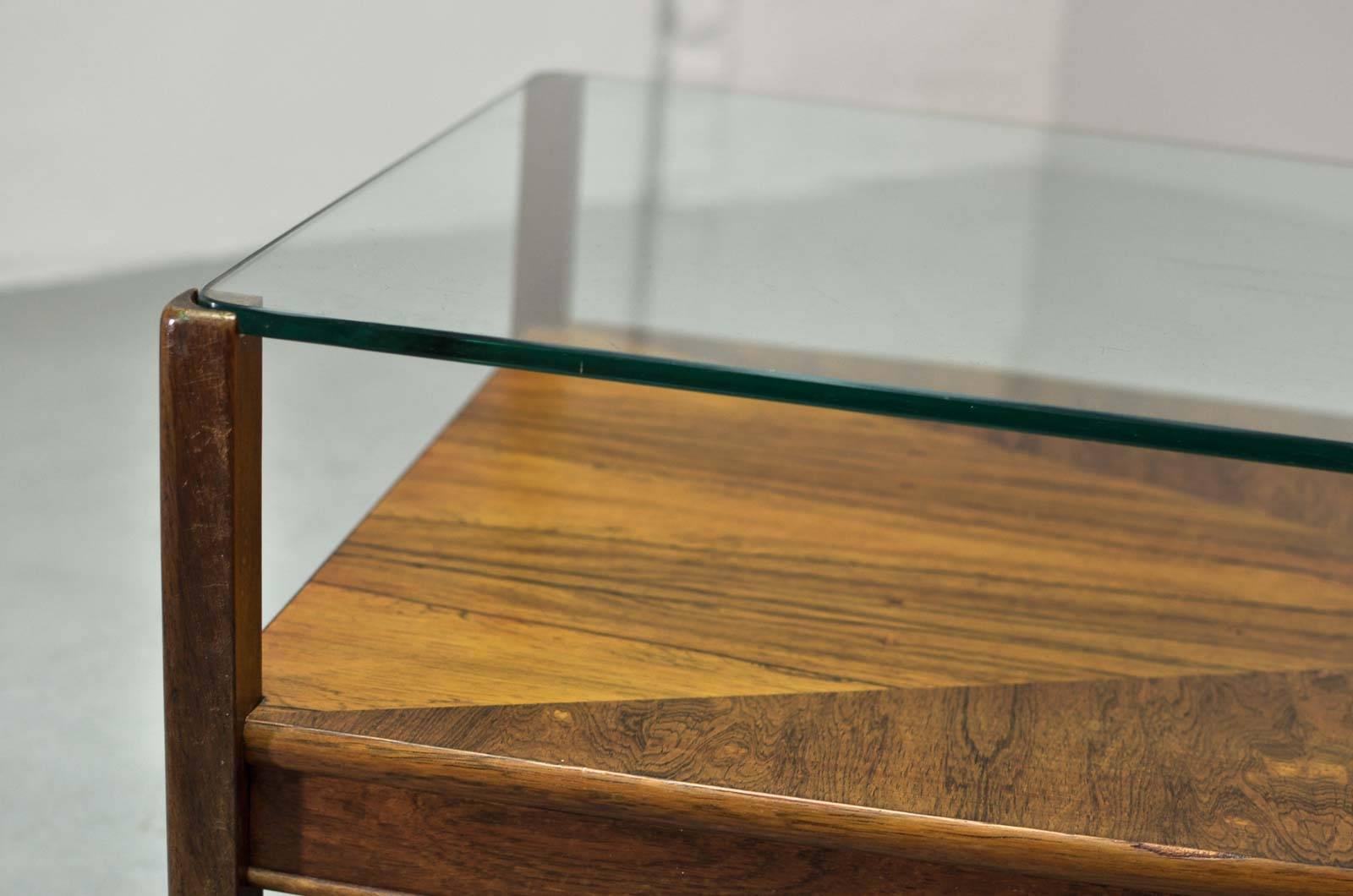 Mid-20th Century Stunning Dutch Design Rosewood Coffee Table with Glass Top for Fristho, 1960s