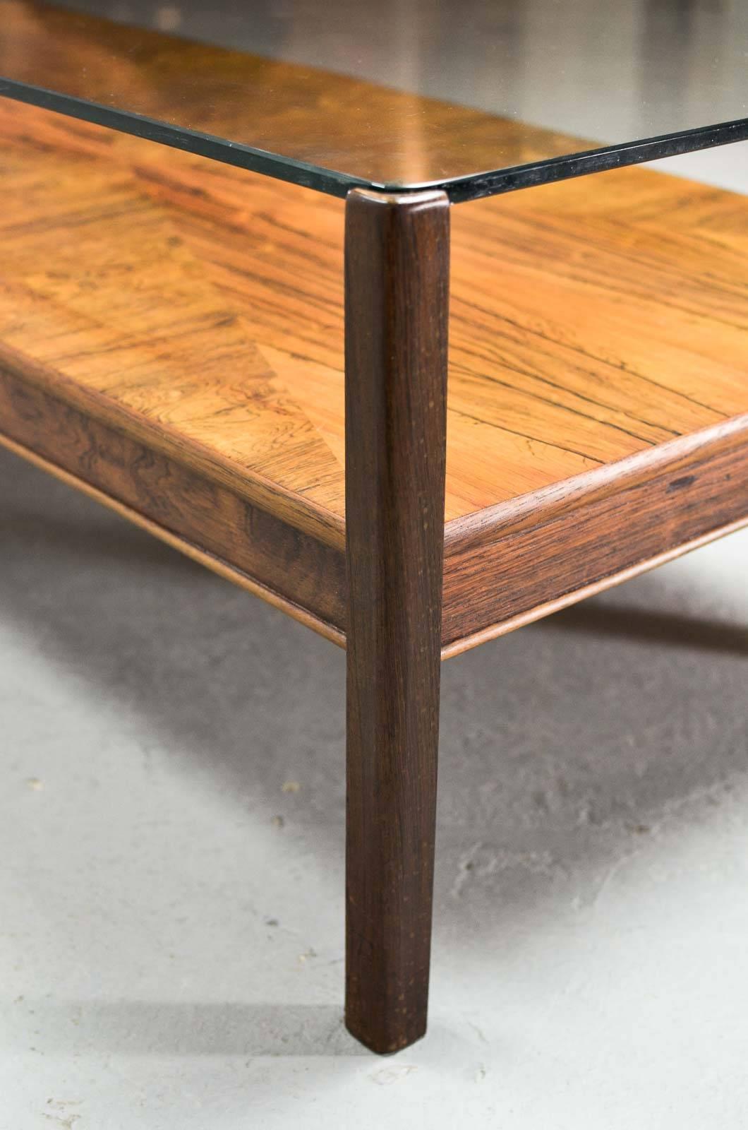 Stunning Dutch Design Rosewood Coffee Table with Glass Top for Fristho, 1960s 1