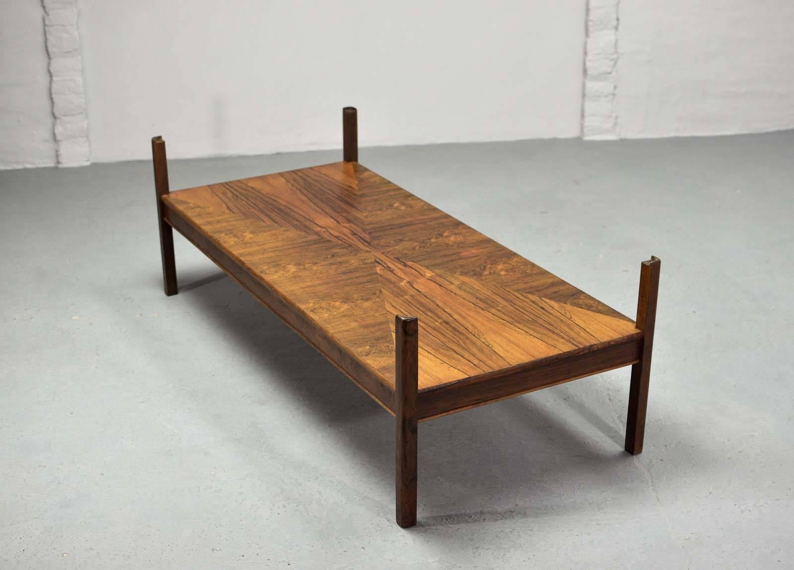 Stunning Dutch Design Rosewood Coffee Table with Glass Top for Fristho, 1960s 3