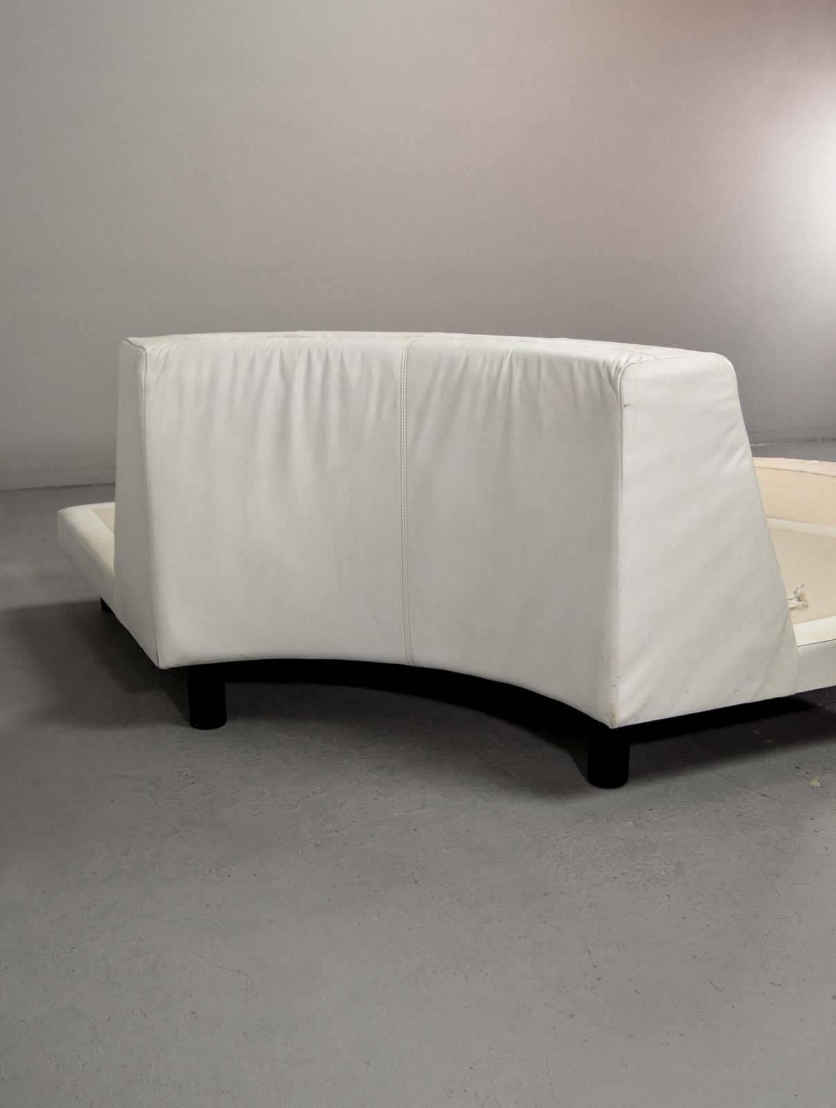 Rare and Fantastic Circular White Leather Sectional Italian Lounge Sofa, 1970s 3
