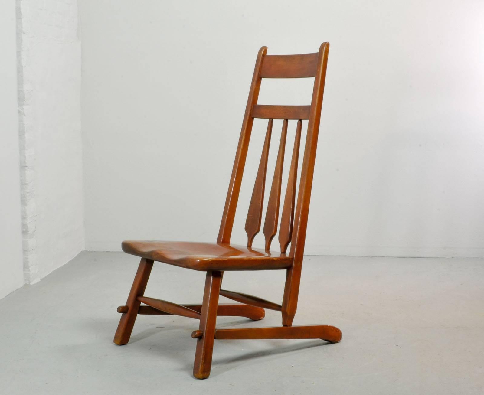Mid-Century Modern Original Solid Maple Cushman Side Chair Designed by Herman de Vries, 1930s