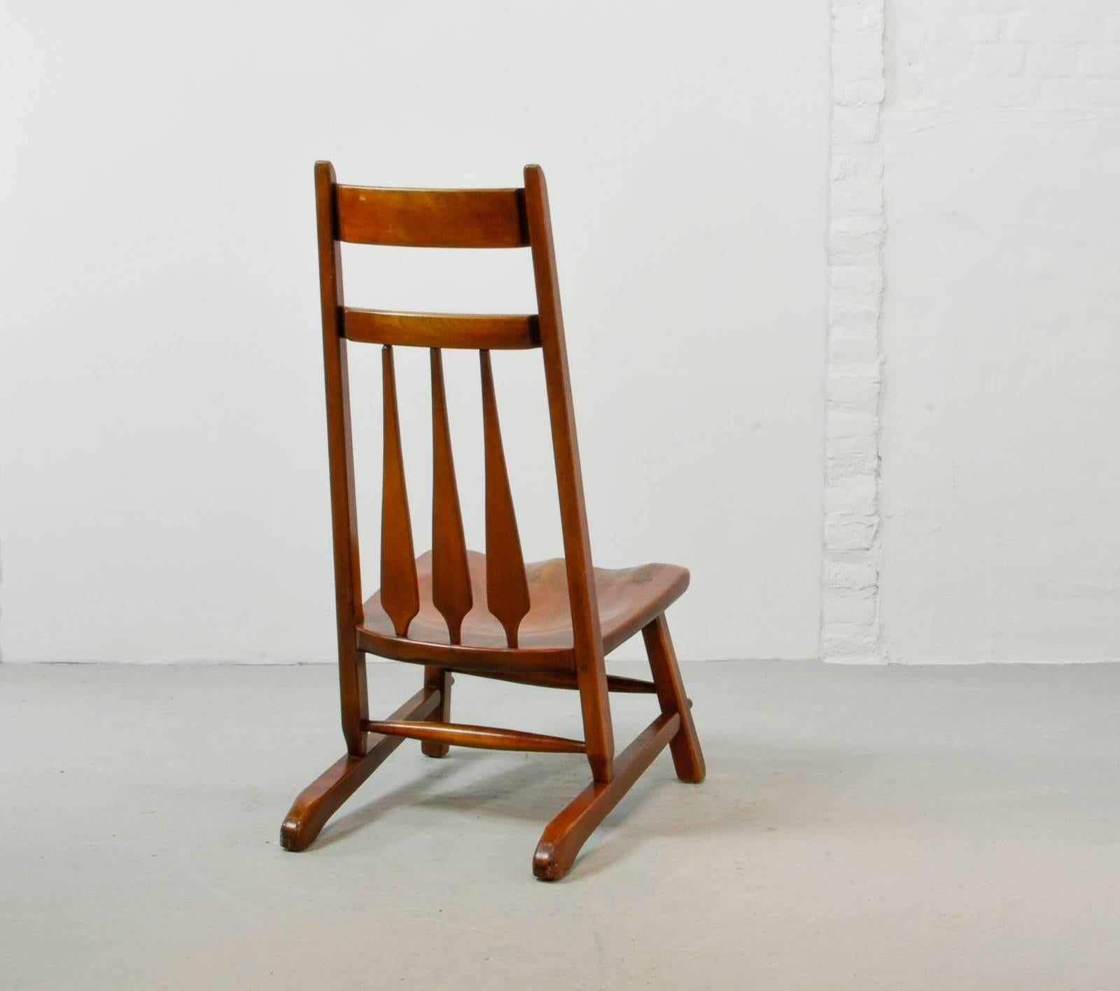 Original Solid Maple Cushman Side Chair Designed by Herman de Vries, 1930s In Good Condition In Maastricht, NL