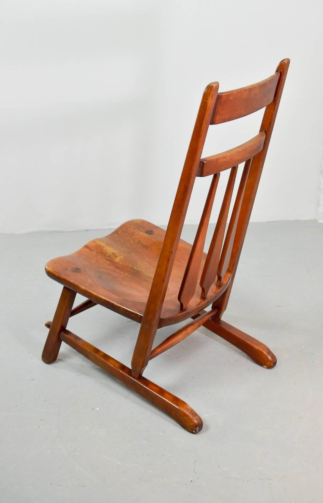 Original Solid Maple Cushman Side Chair Designed by Herman de Vries, 1930s 1