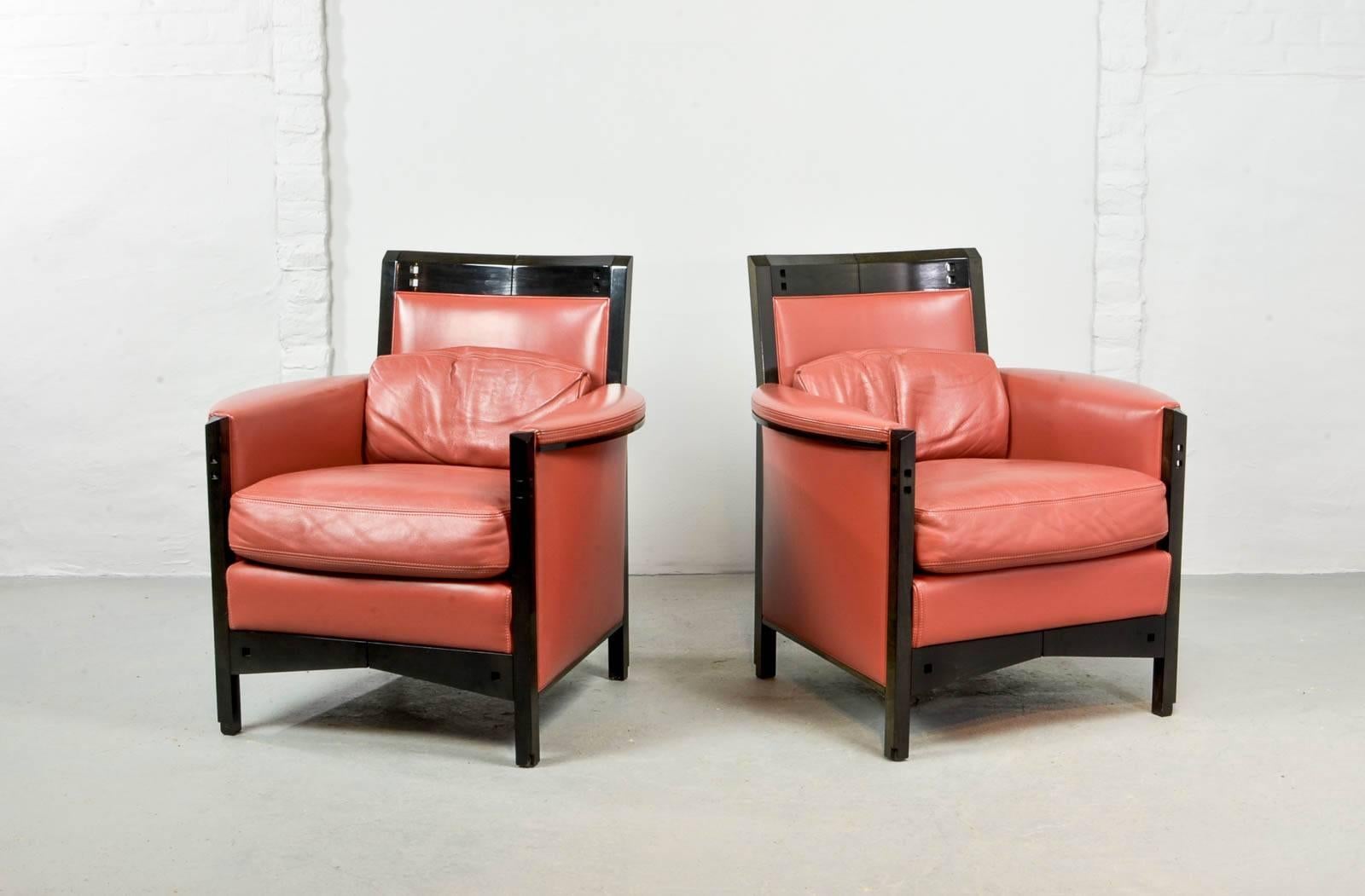 Mid-Century Modern Splendid Midcentury Pair of Giorgetti Lounge Chairs by Umberto Asnago, 1980s