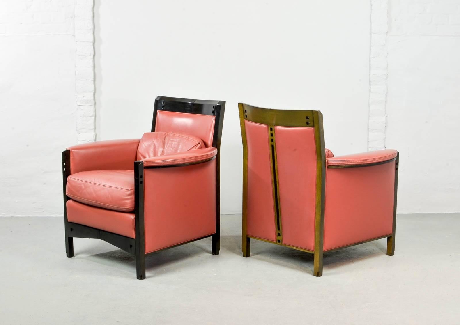 Italian Splendid Midcentury Pair of Giorgetti Lounge Chairs by Umberto Asnago, 1980s