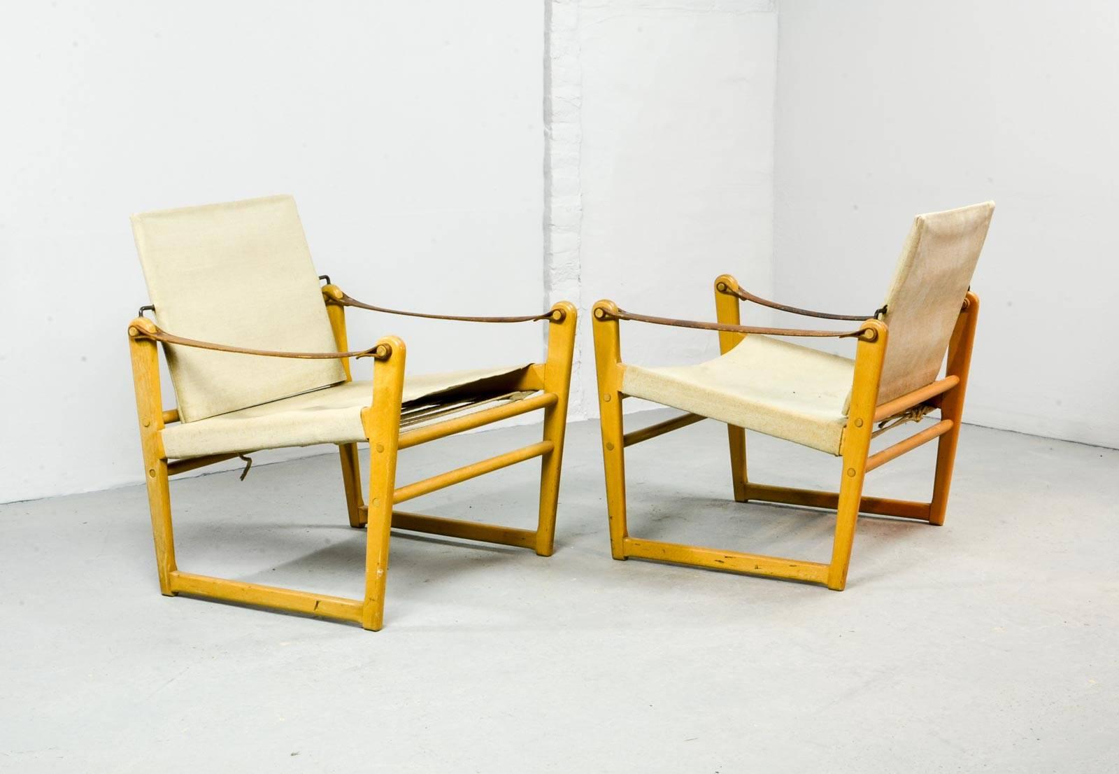 Mid-Century Modern Pair of Midcentury Safari Chairs Designed by Bengt Ruda for Ikea, 1960s