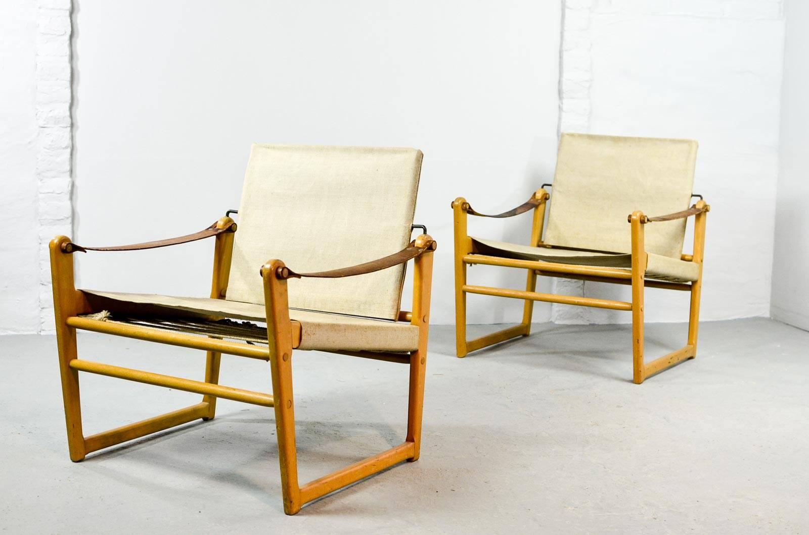 Pair of Midcentury Safari Chairs Designed by Bengt Ruda for Ikea, 1960s In Good Condition In Maastricht, NL