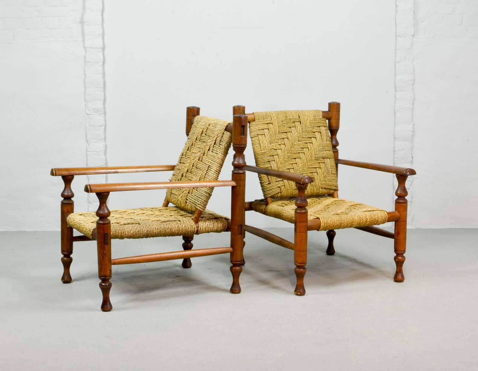 Mid-Century Modern Midcentury Pair of Easy Chairs in Style of Charlotte Perriand
