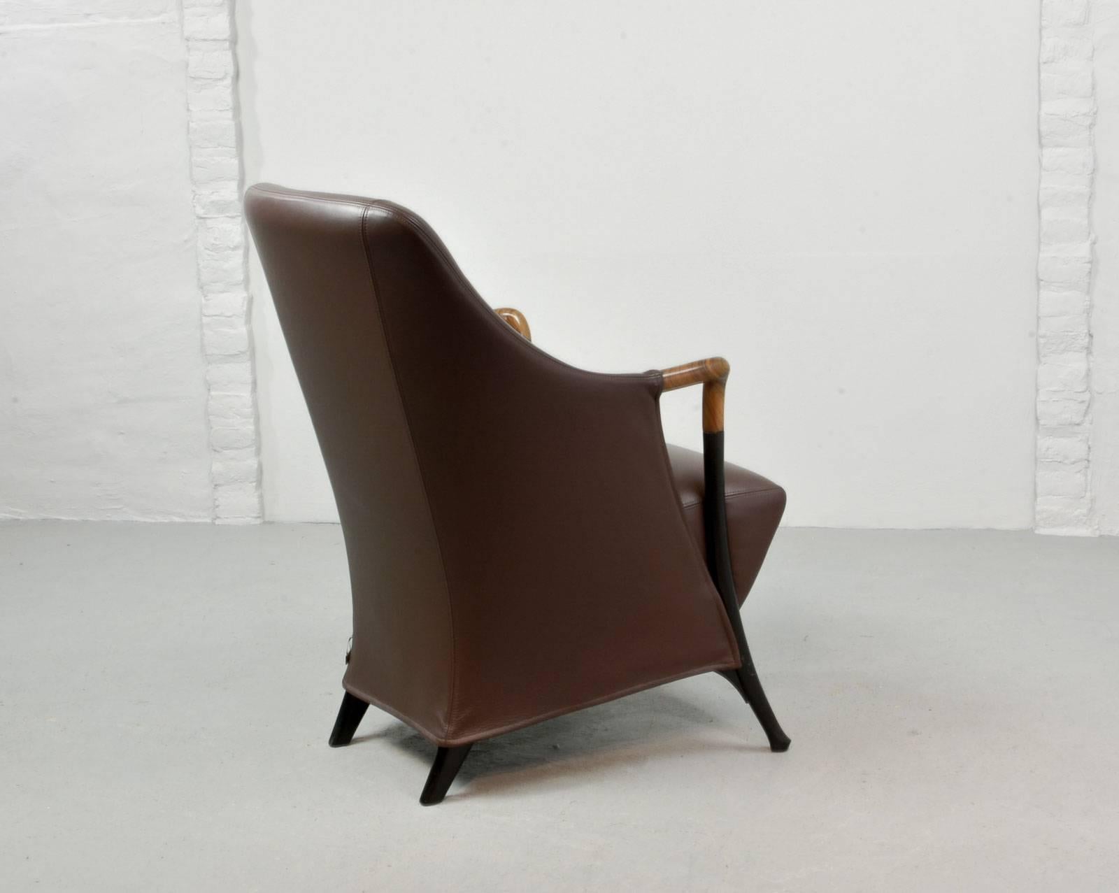 Mid-Century Modern Superb Midcentury Progetti Leather Lounge Chair by Giorgetti, 1980s
