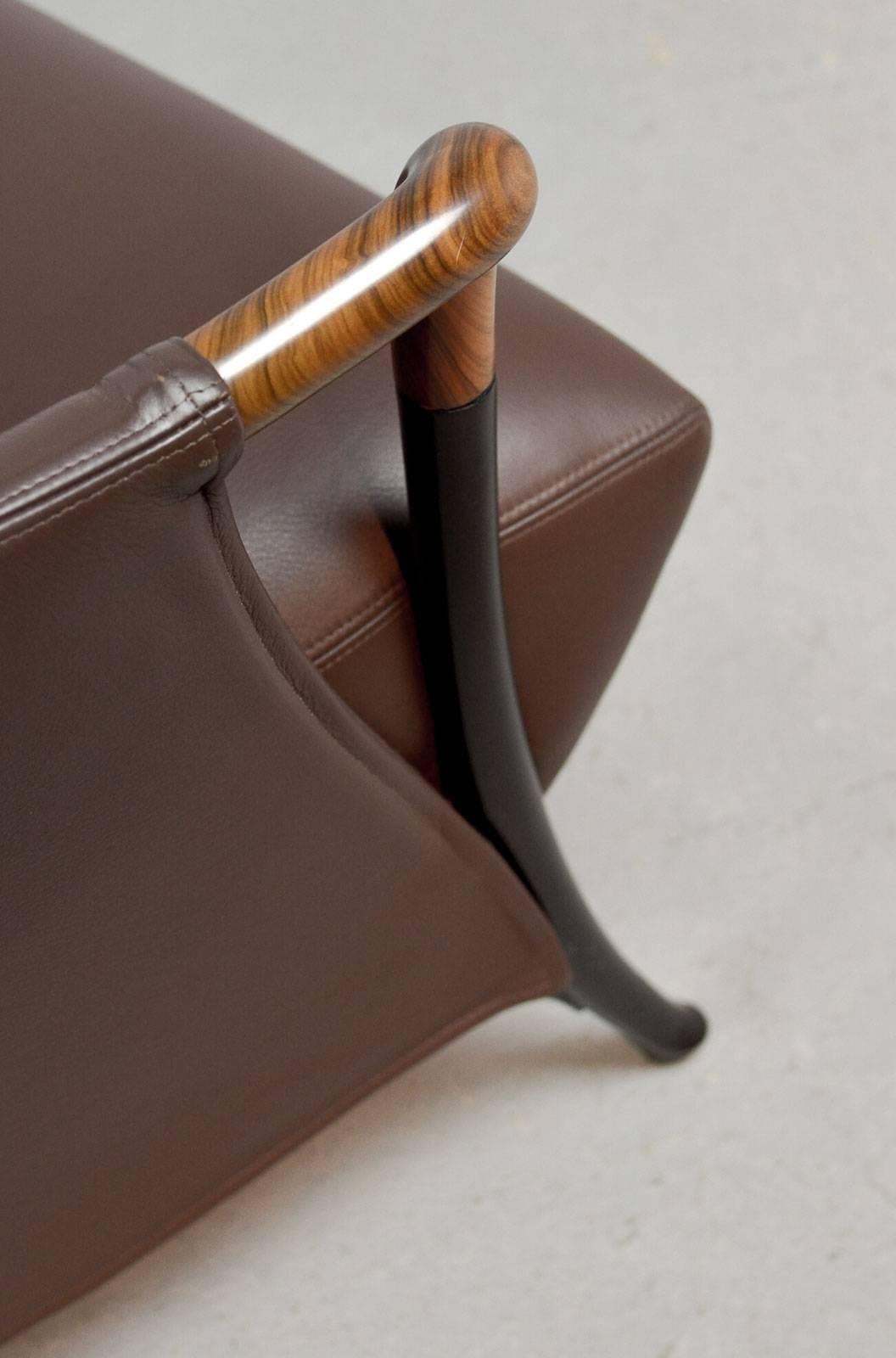 Superb Midcentury Progetti Leather Lounge Chair by Giorgetti, 1980s 1